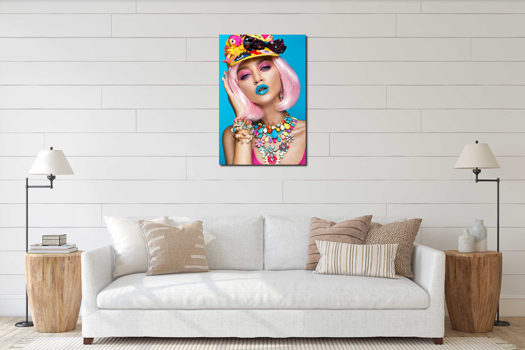 Canvas hanging interior mockup