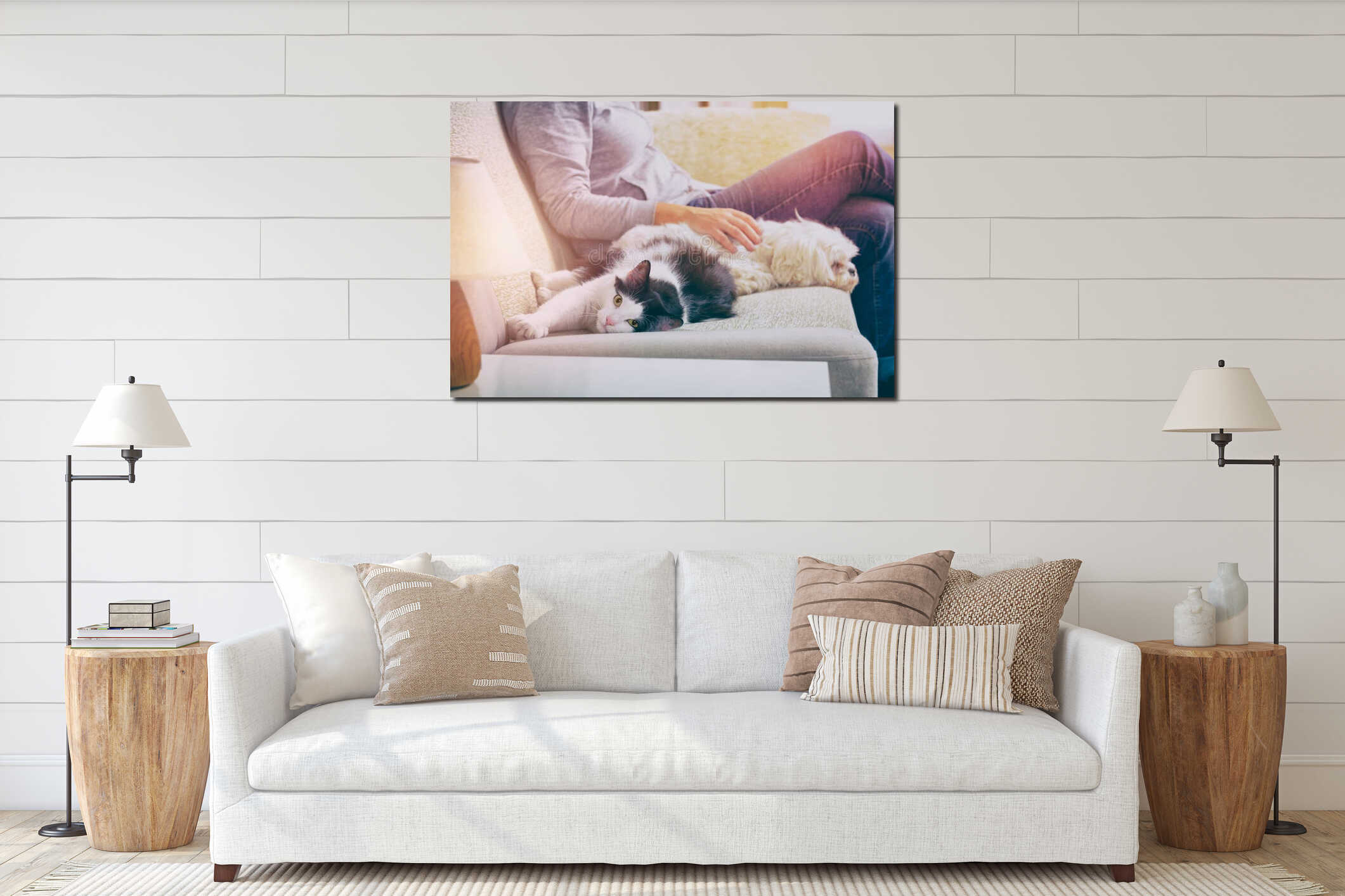 Canvas hanging interior mockup