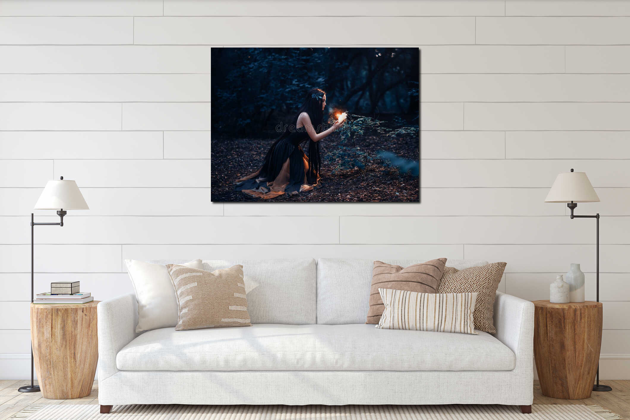 Canvas hanging interior mockup