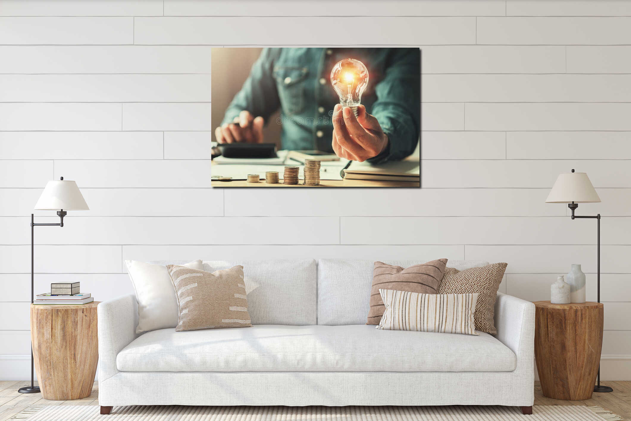 Canvas hanging interior mockup