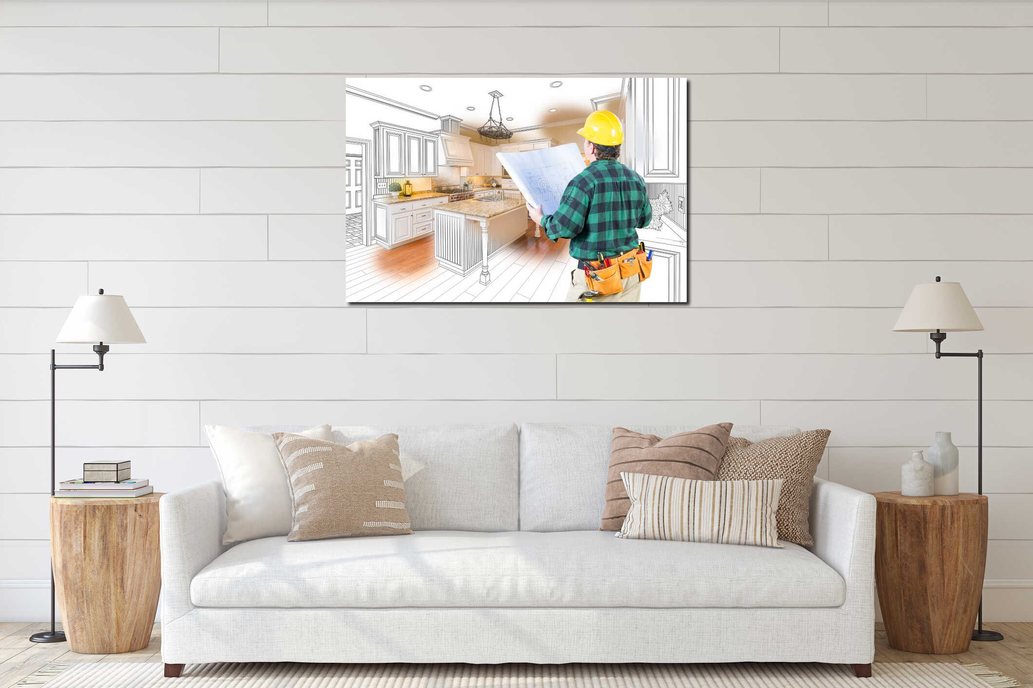 Canvas hanging interior mockup