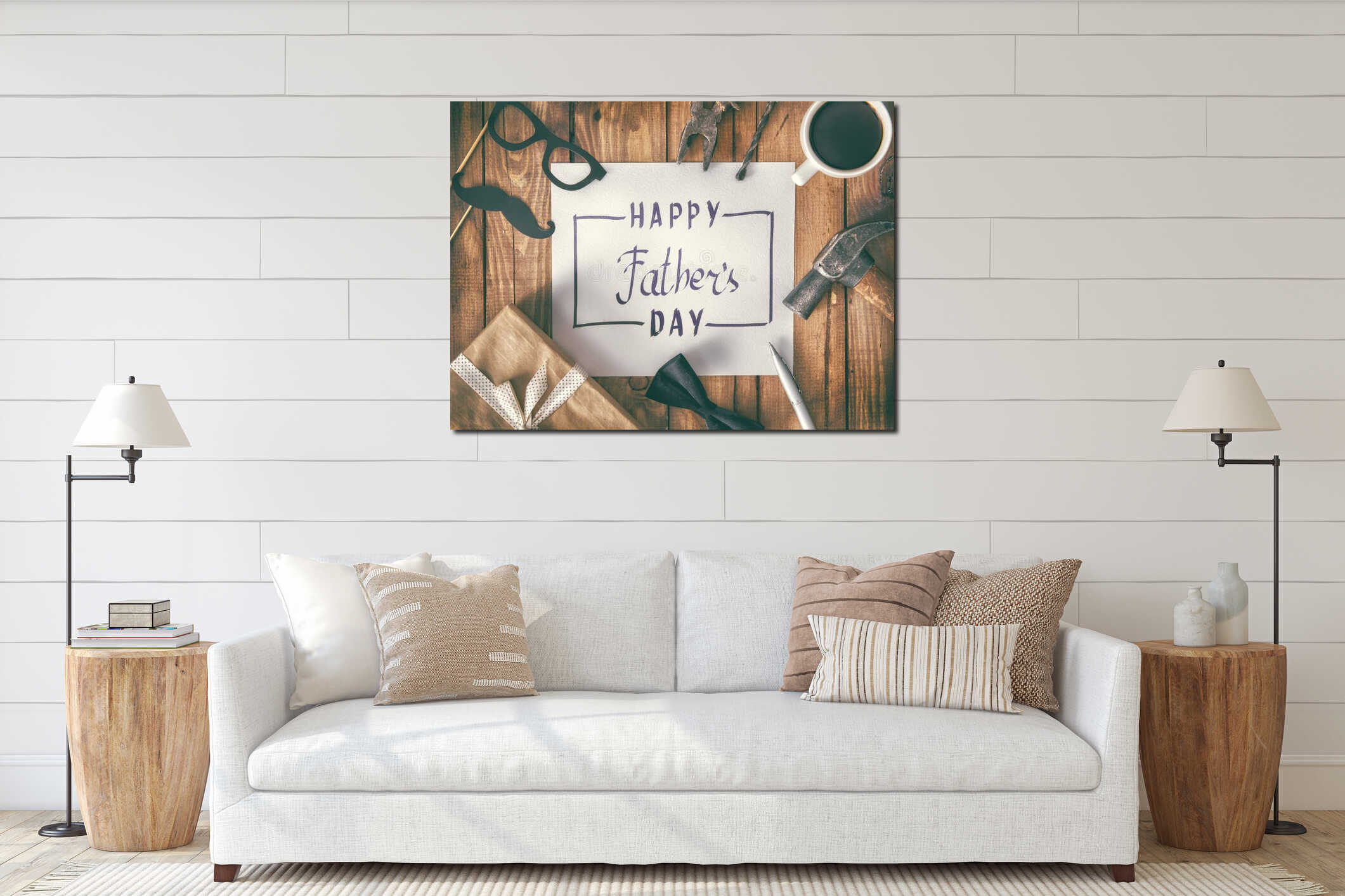 Canvas hanging interior mockup