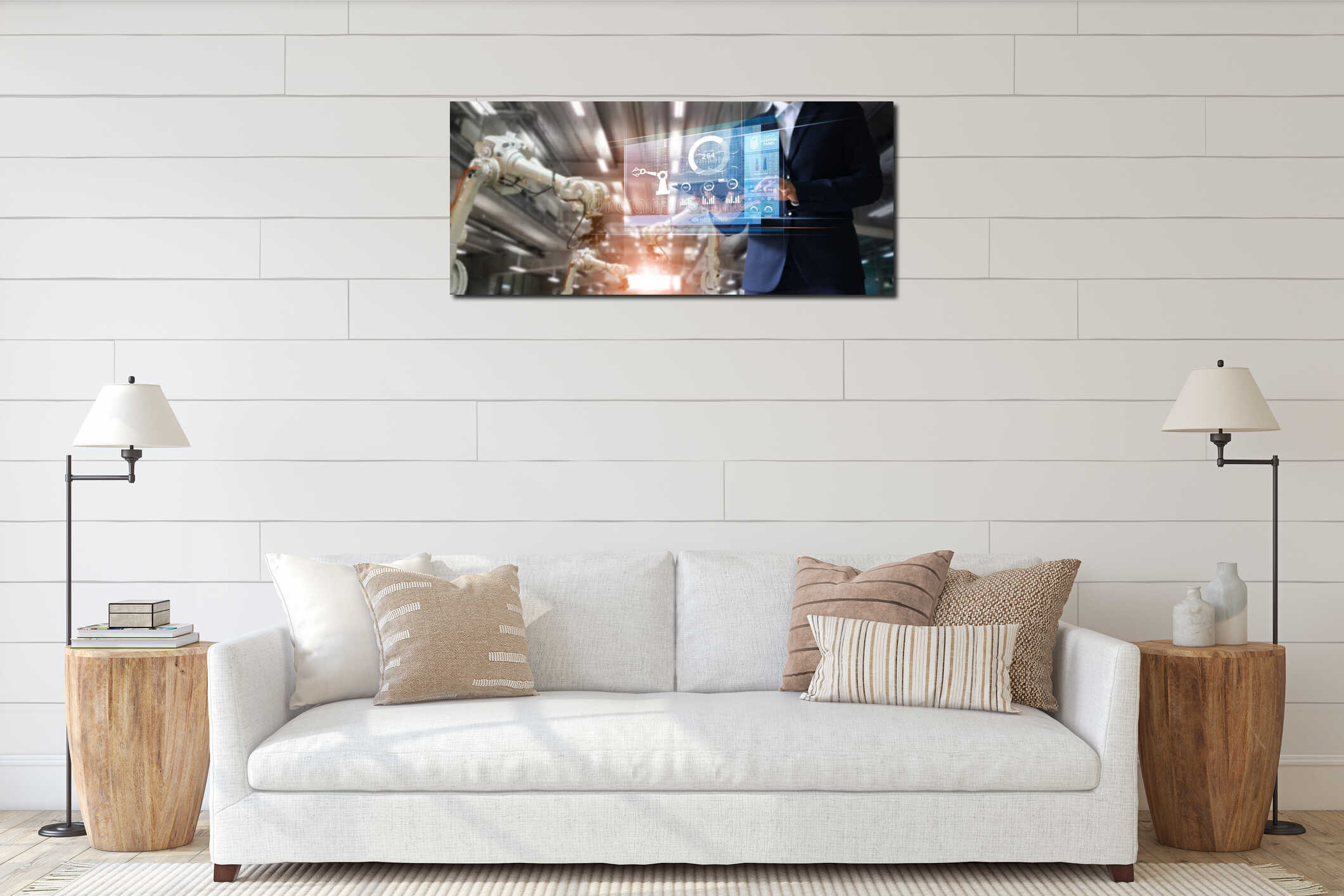 Canvas hanging interior mockup