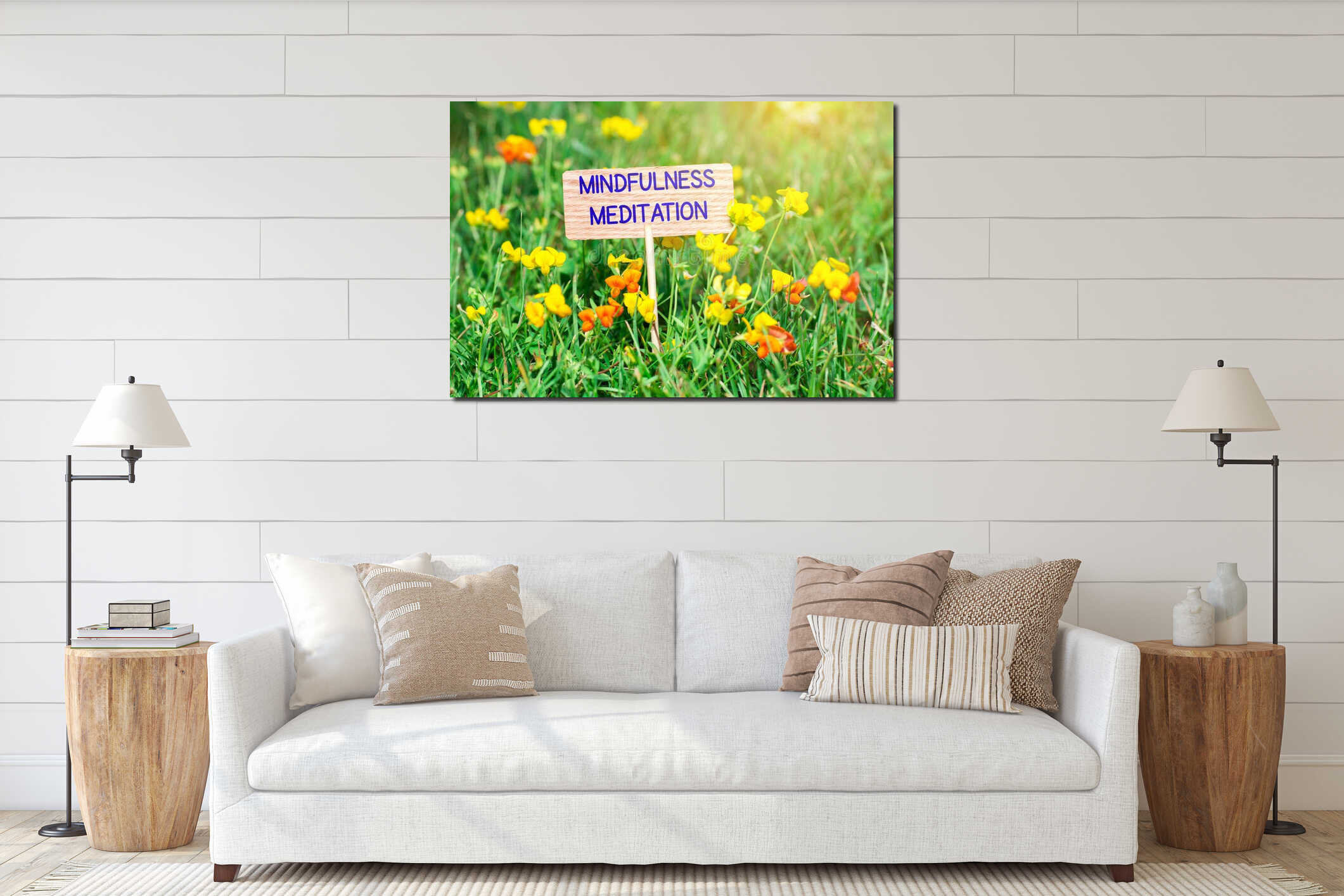 Canvas hanging interior mockup