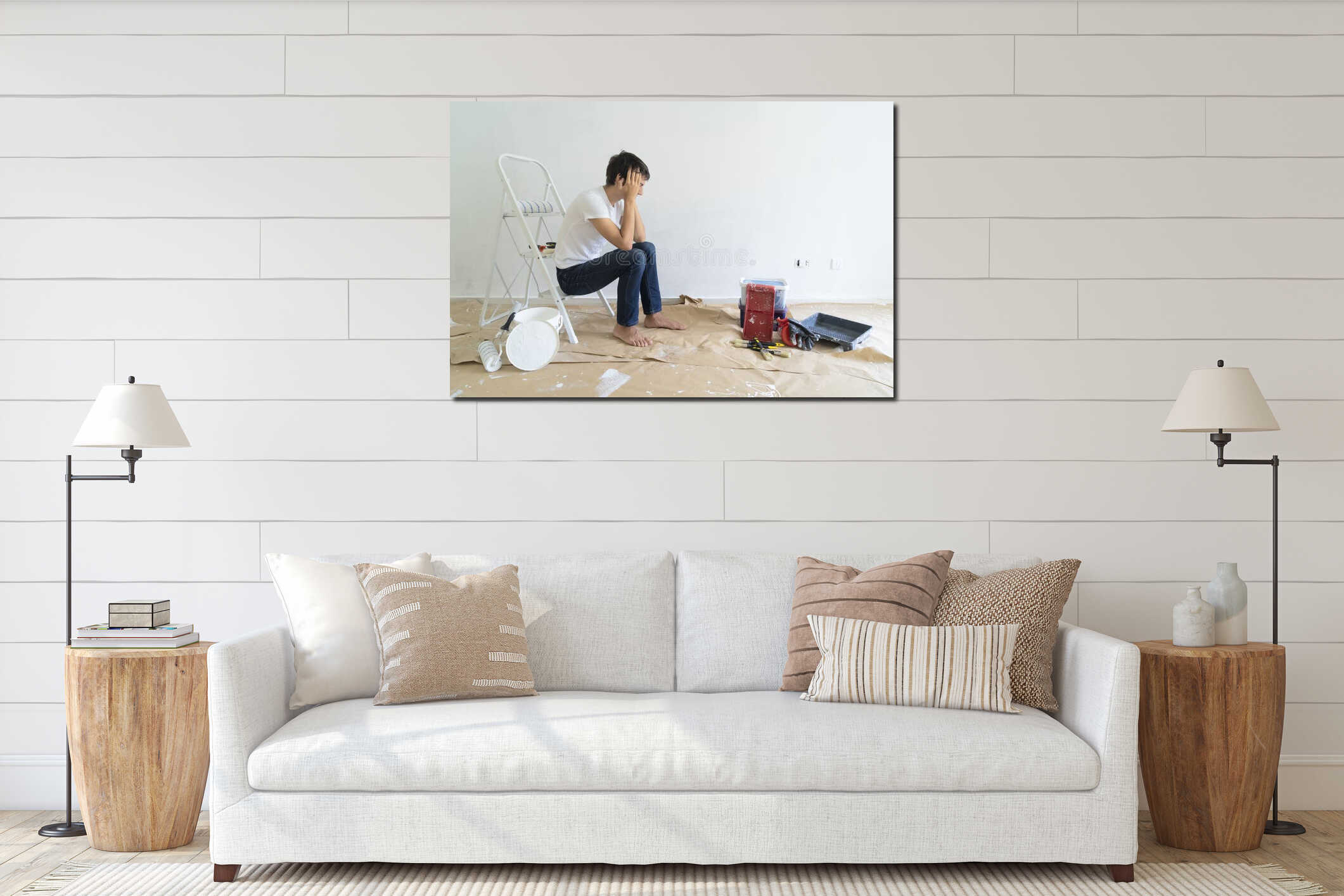 Canvas hanging interior mockup