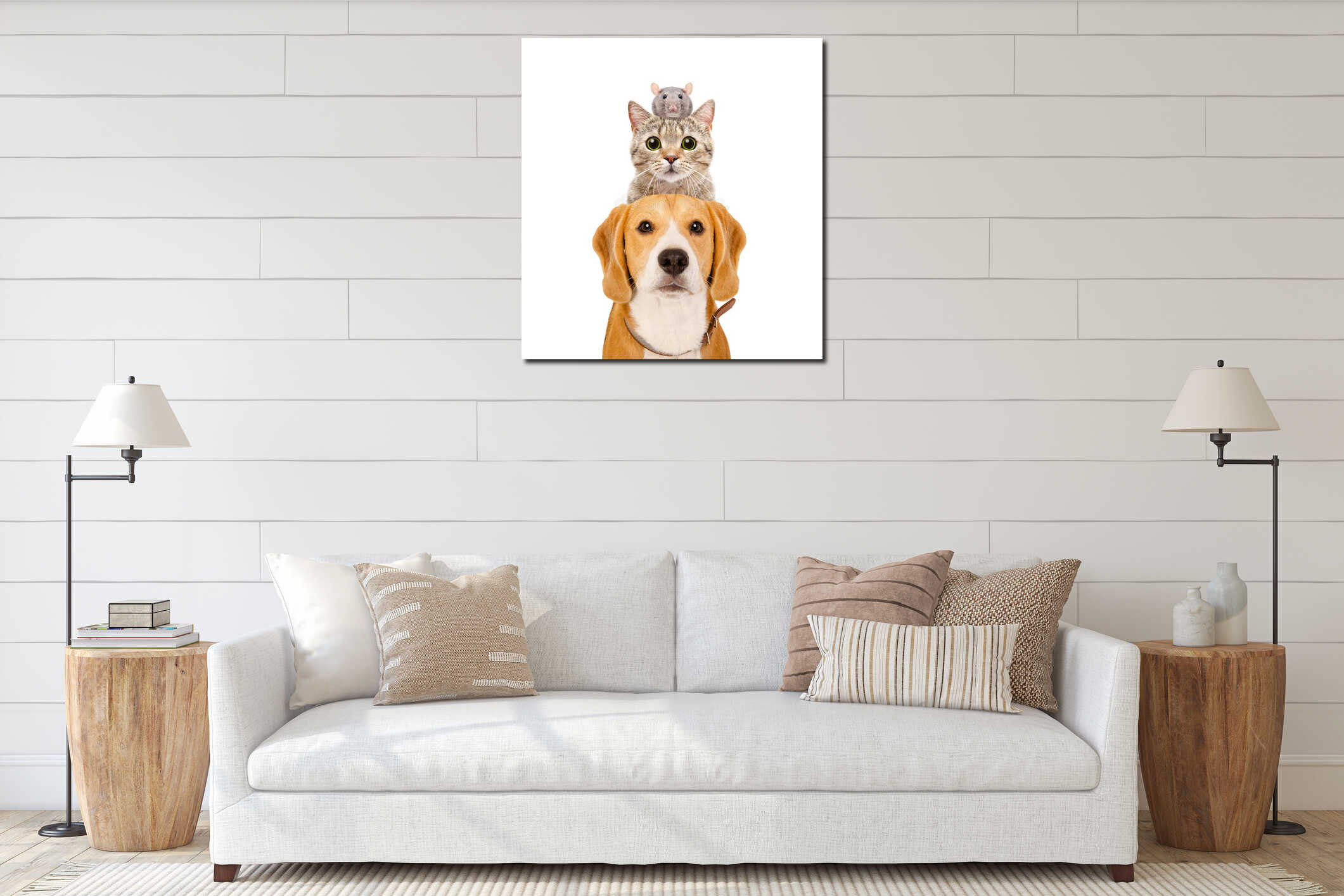 Canvas hanging interior mockup