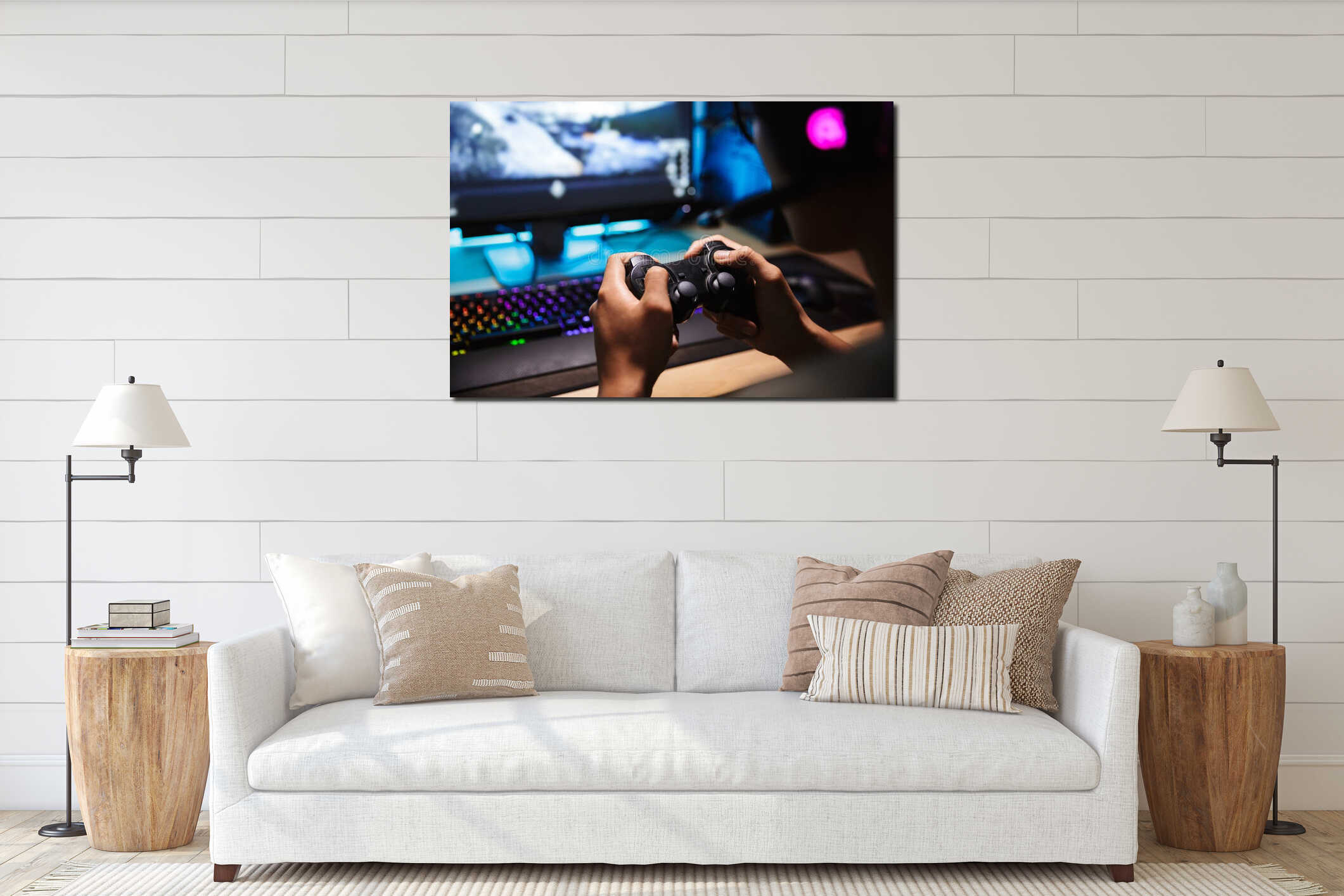 Canvas hanging interior mockup
