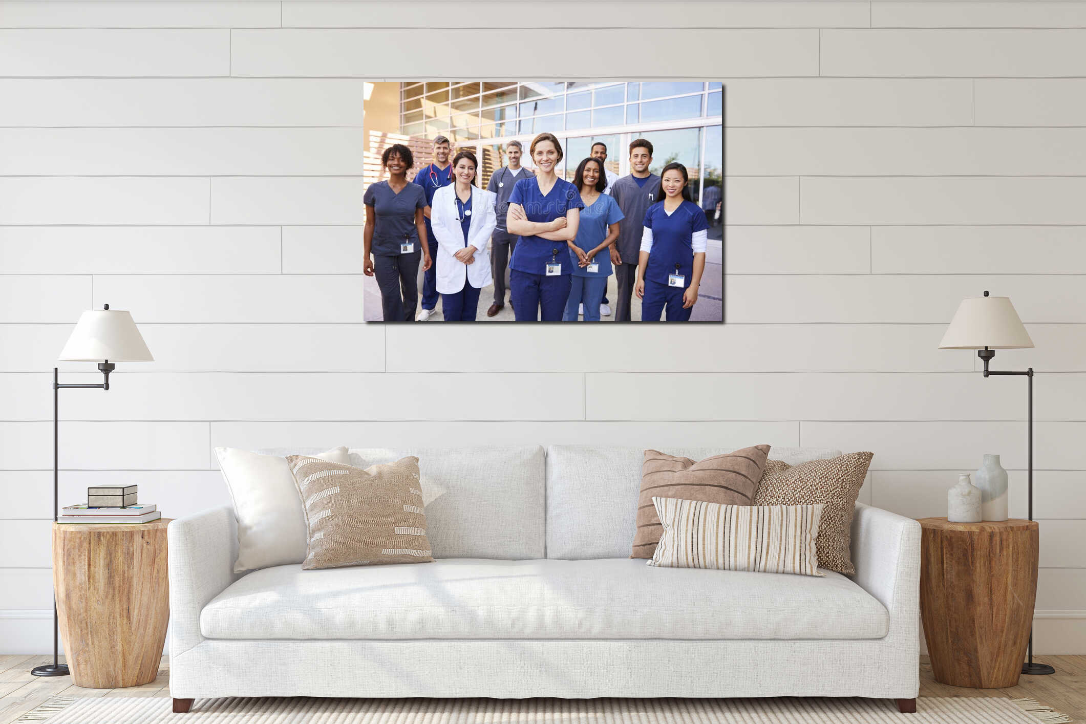 Canvas hanging interior mockup