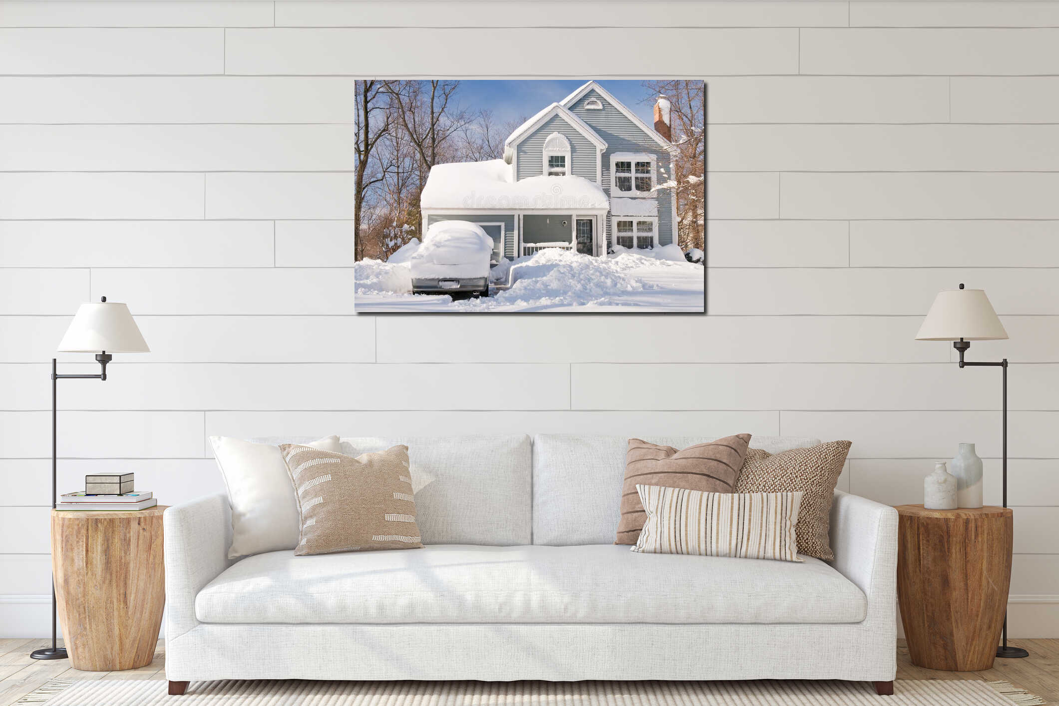 Canvas hanging interior mockup