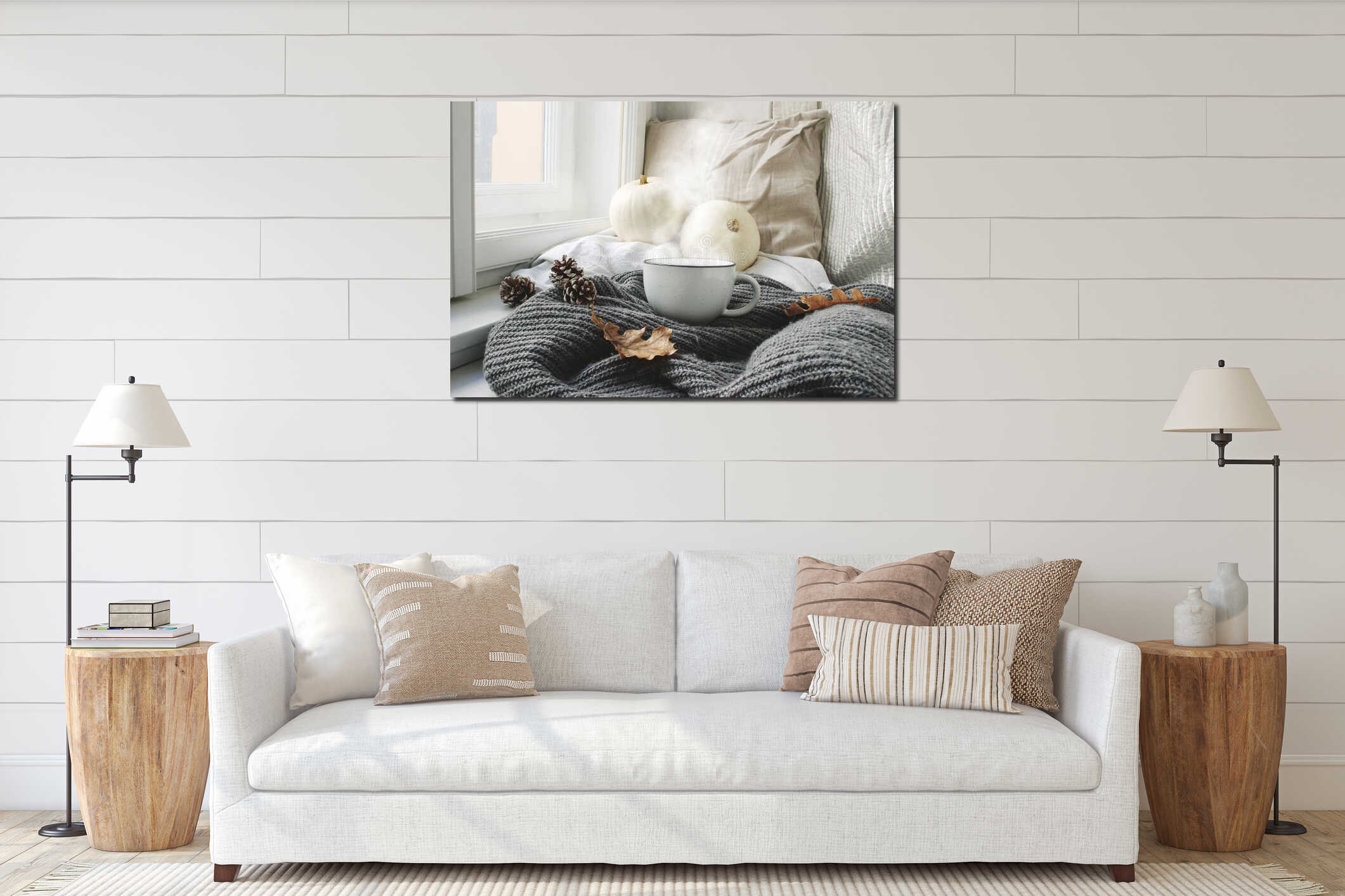 Canvas hanging interior mockup