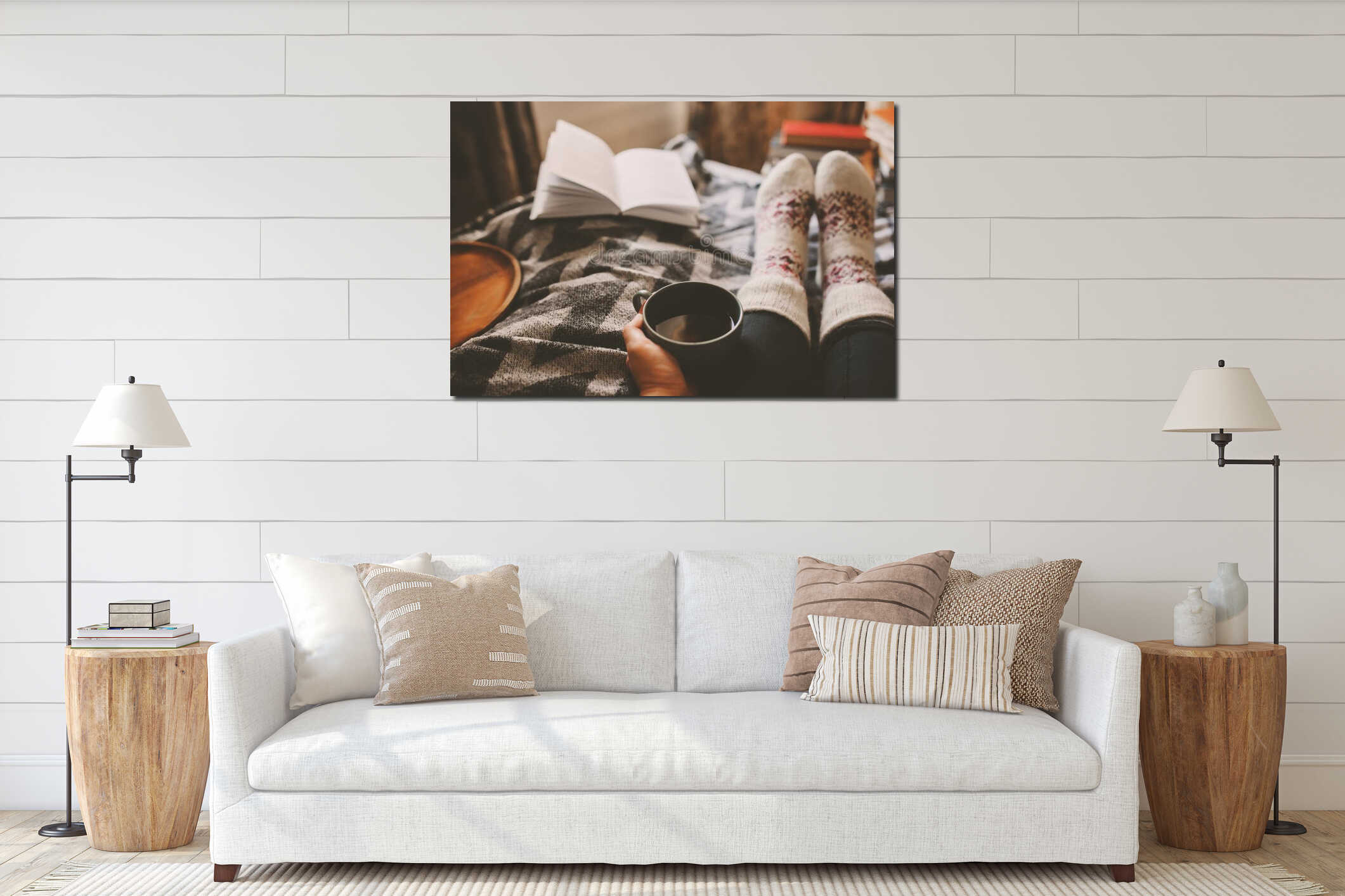 Canvas hanging interior mockup