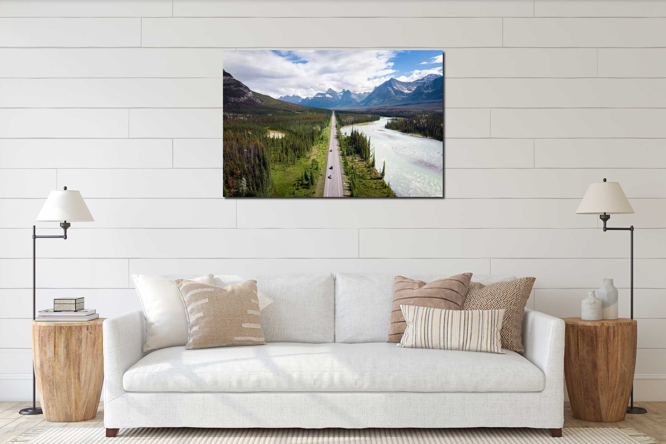 Canvas hanging interior mockup
