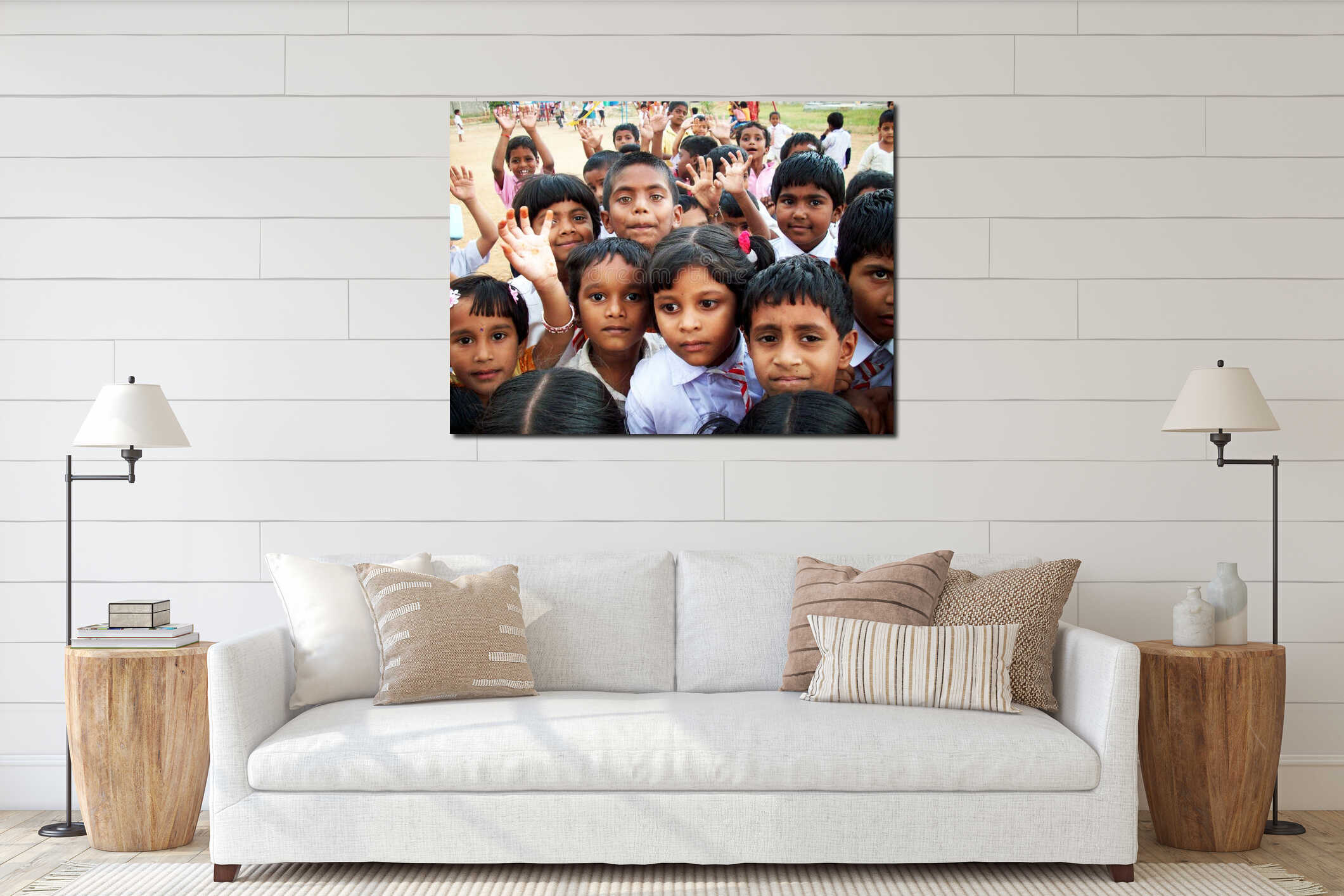 Canvas hanging interior mockup