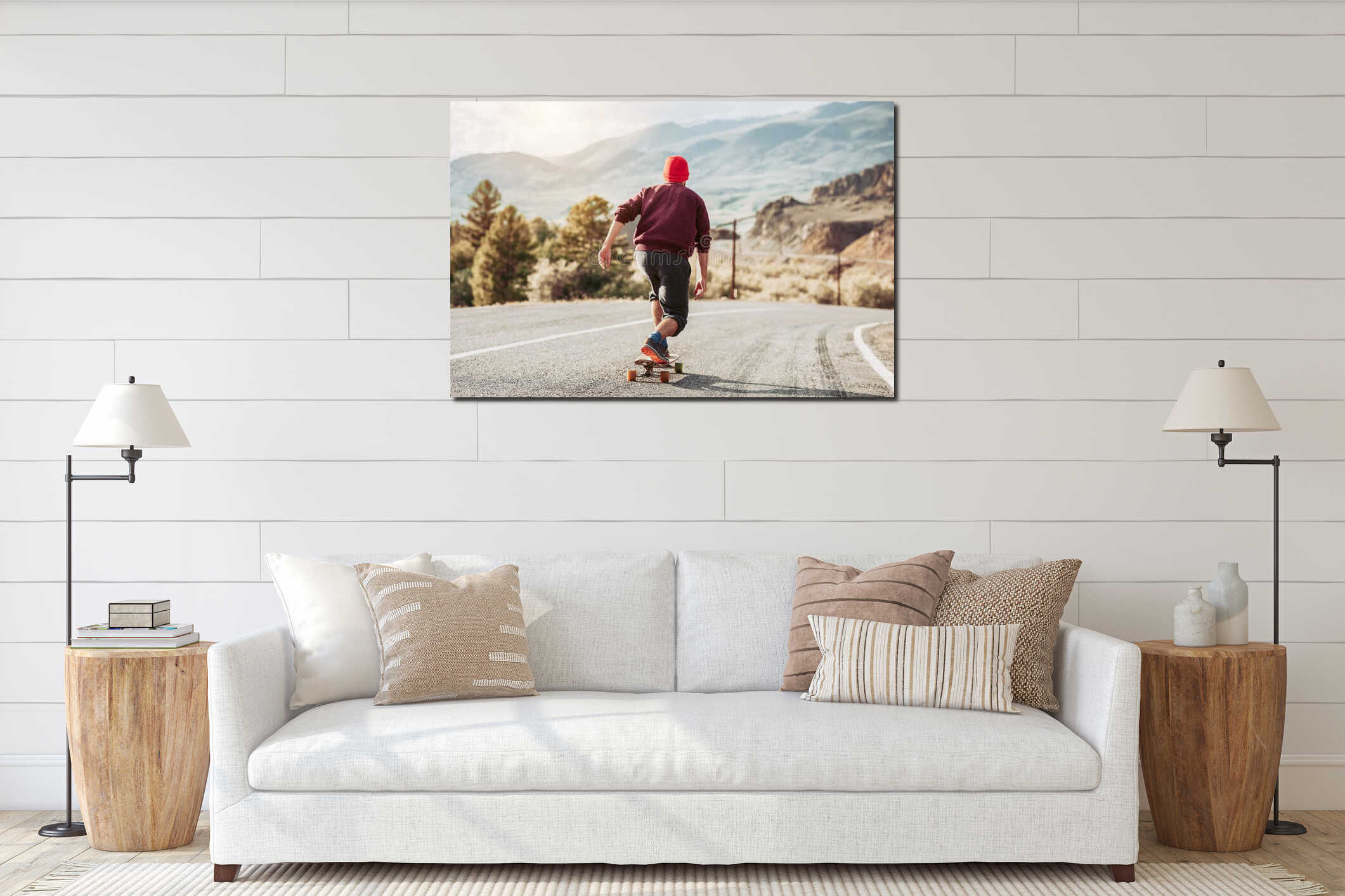 Canvas hanging interior mockup