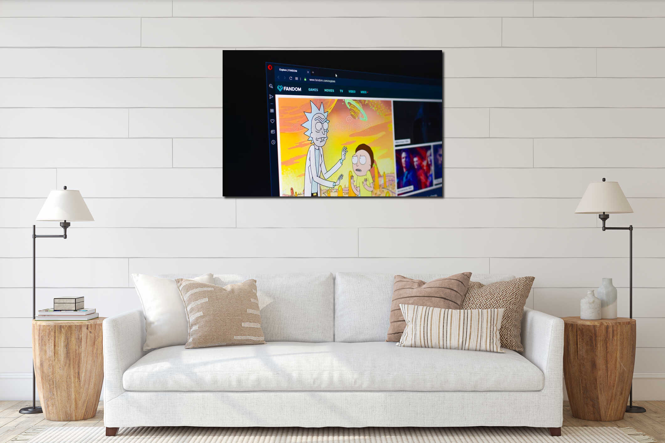 Canvas hanging interior mockup