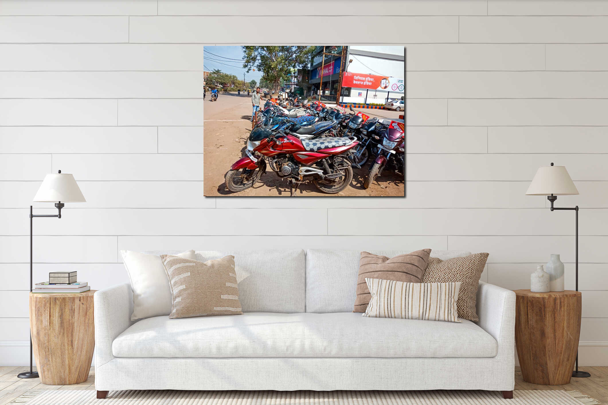 Canvas hanging interior mockup