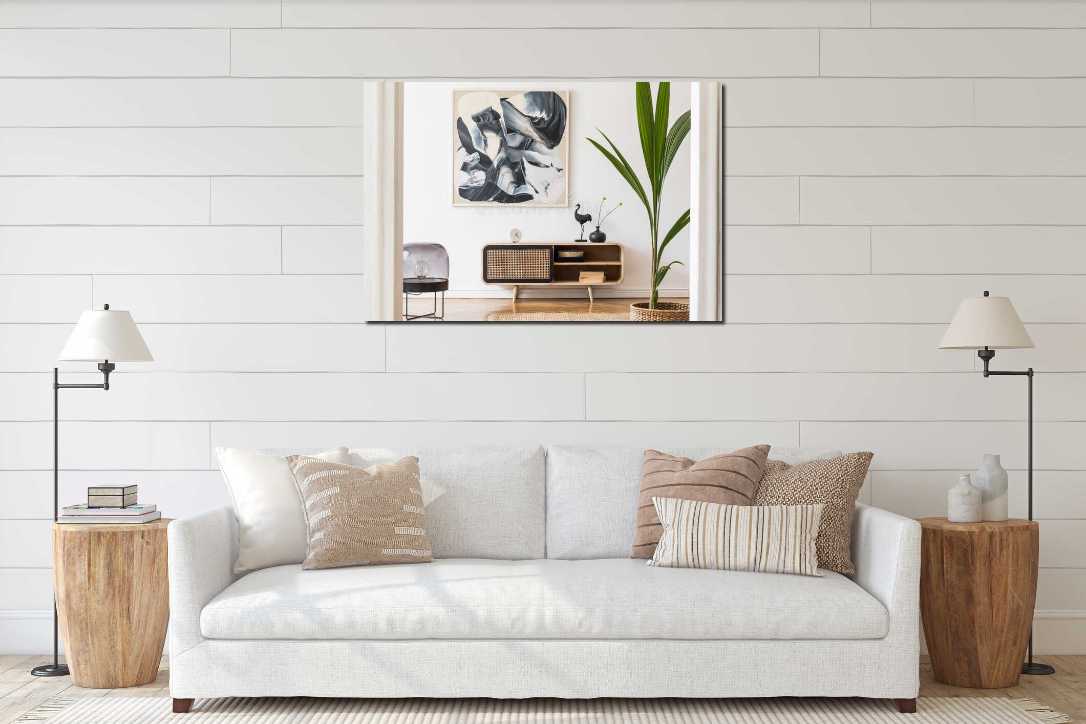 Canvas hanging interior mockup