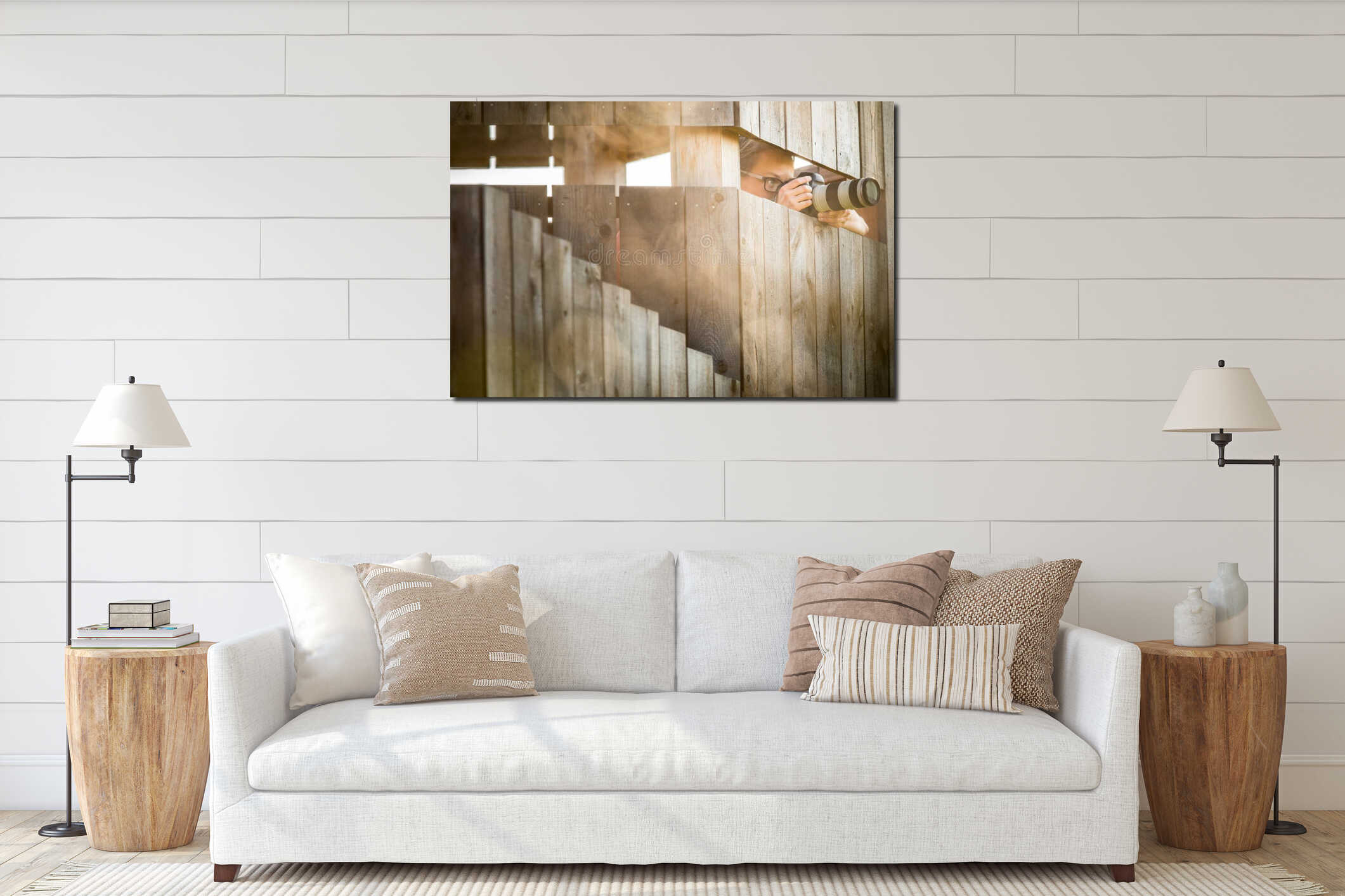 Canvas hanging interior mockup