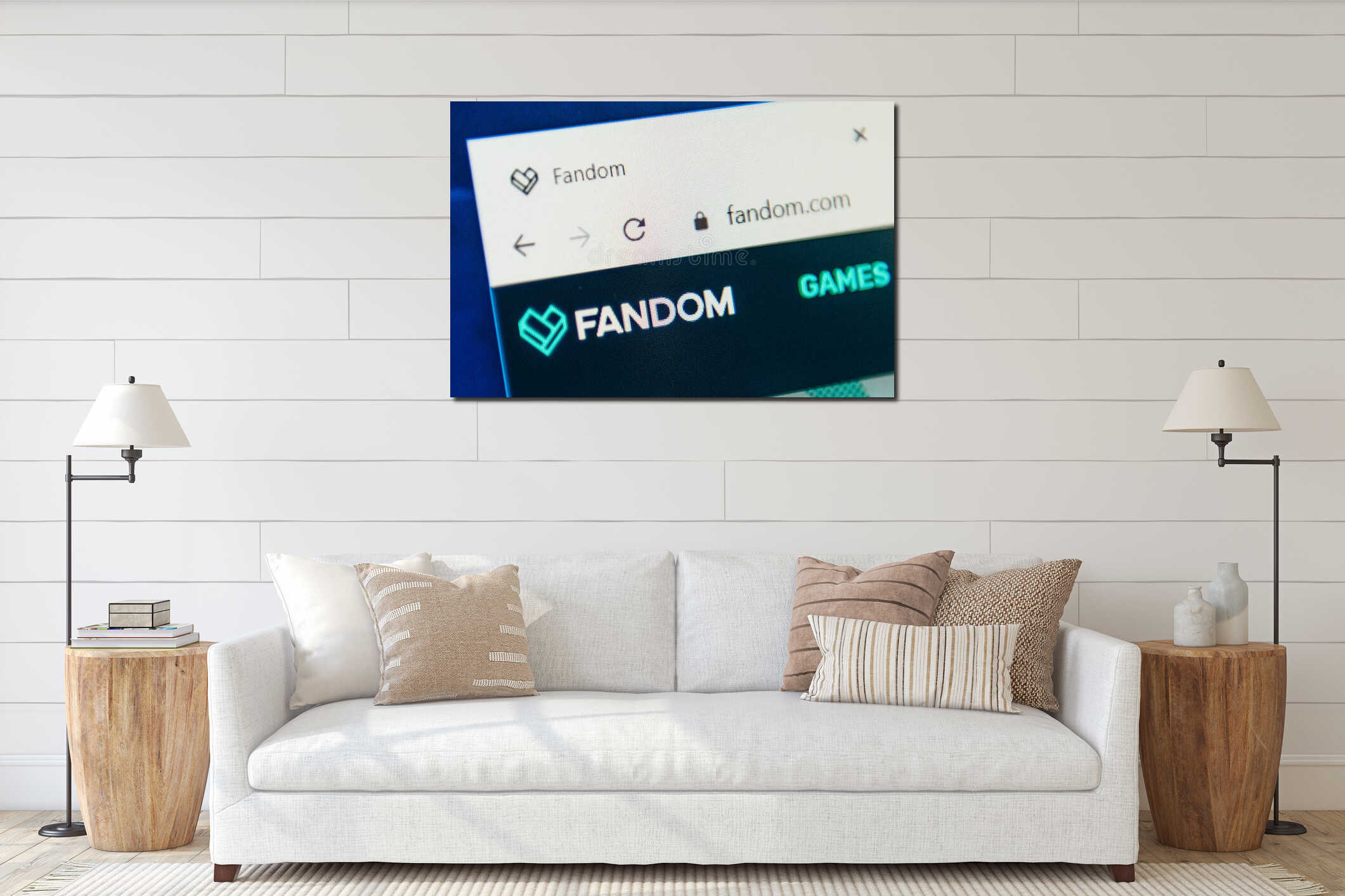 Canvas hanging interior mockup