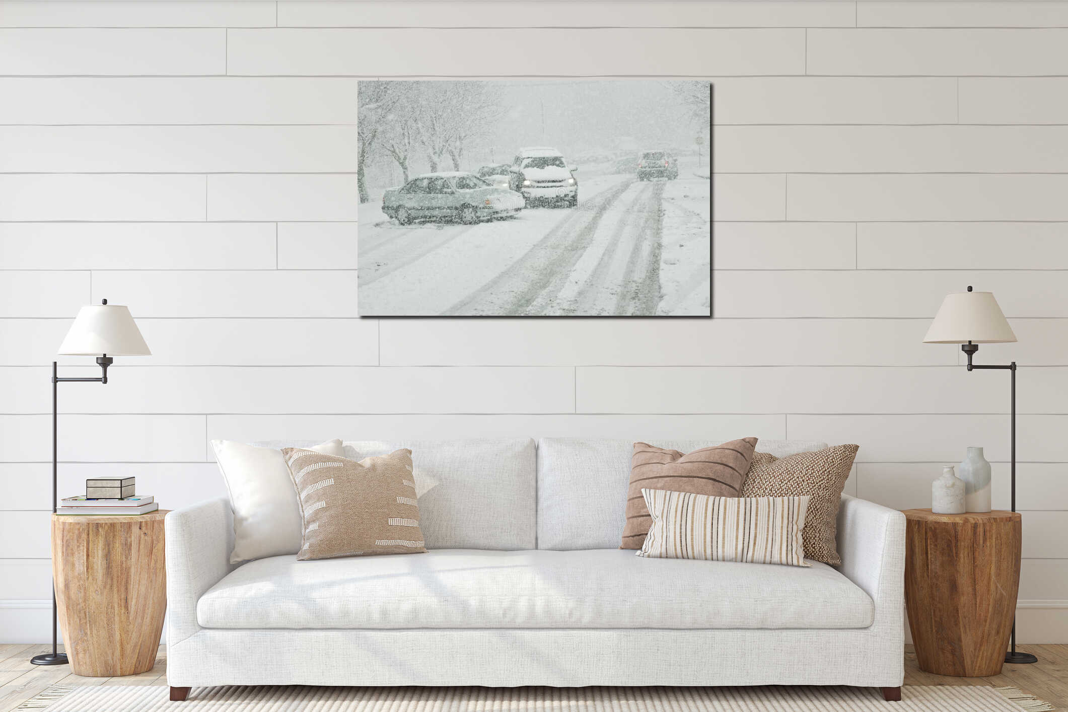 Canvas hanging interior mockup