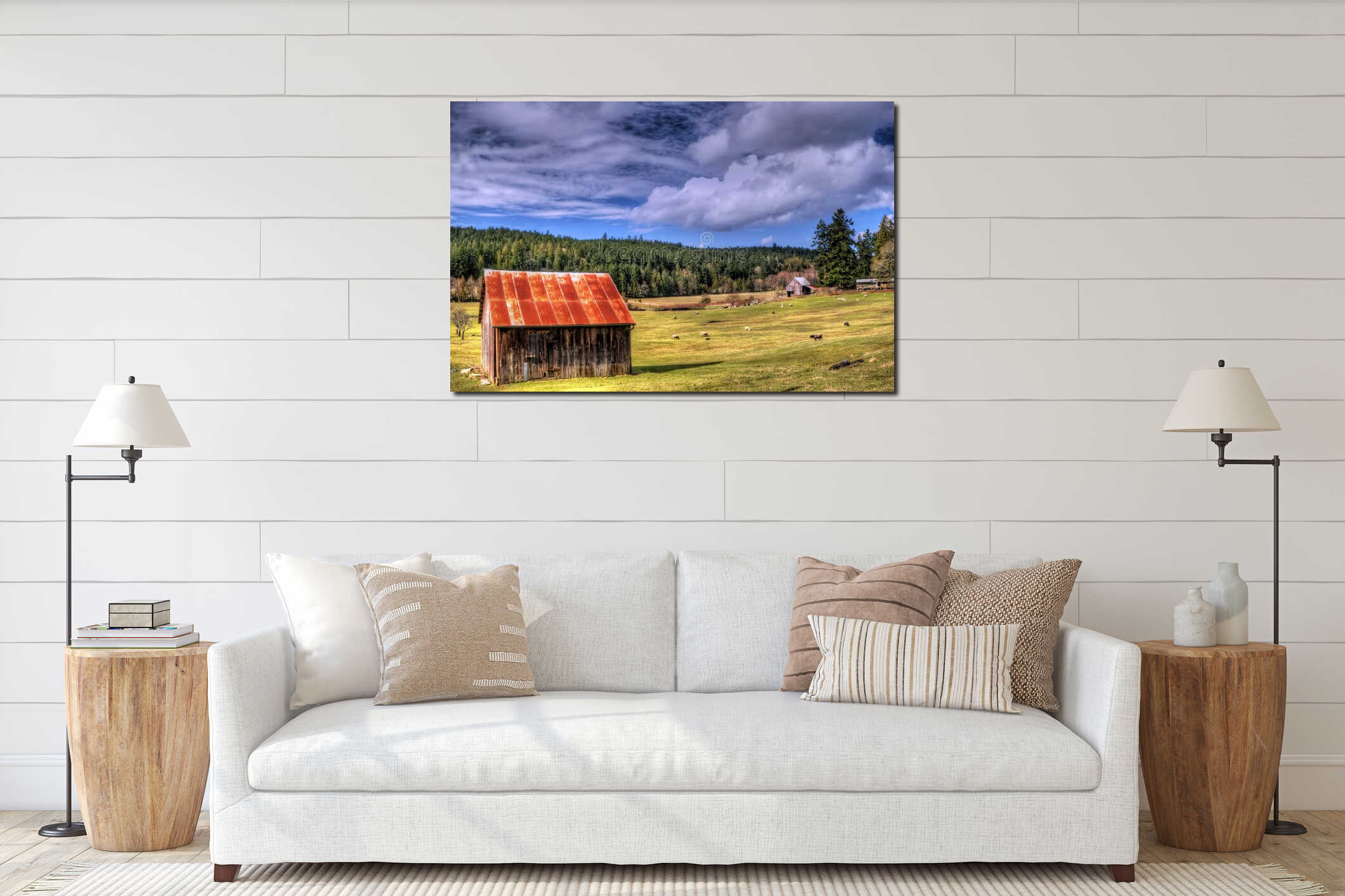Canvas hanging interior mockup