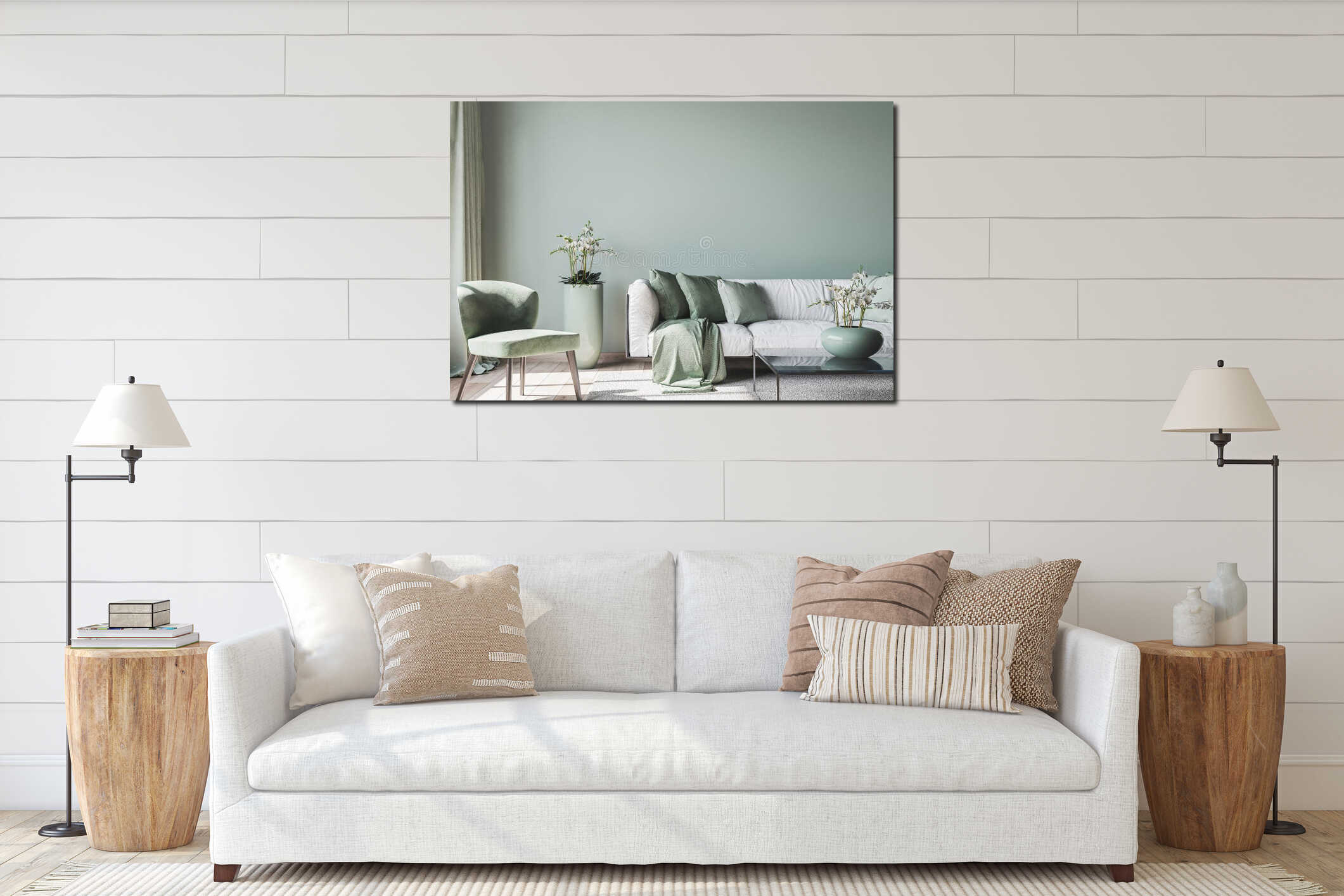 Canvas hanging interior mockup