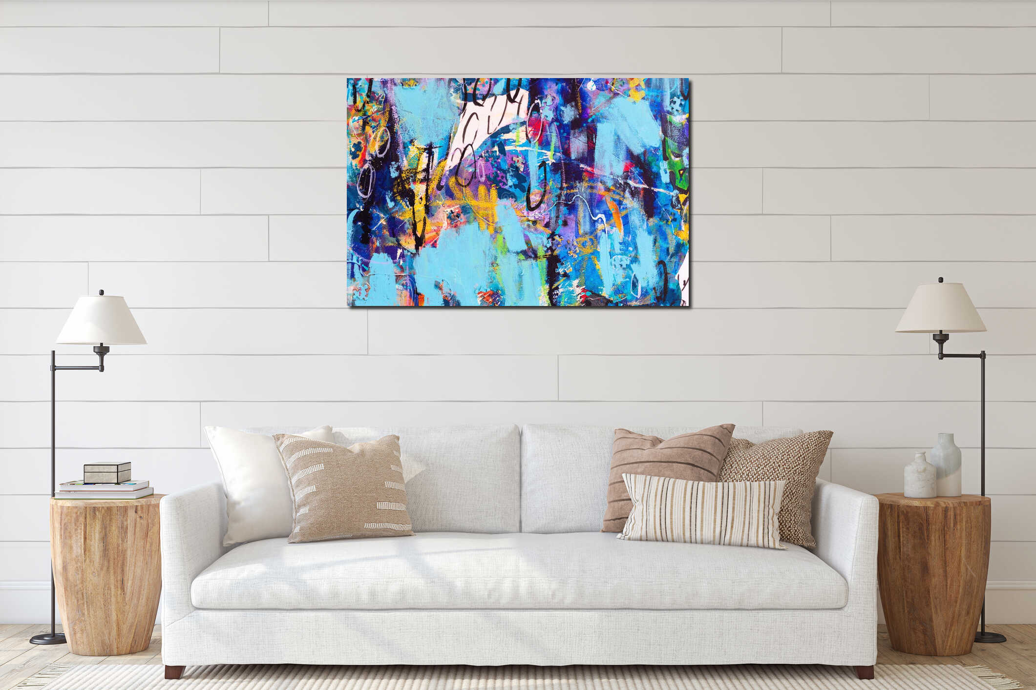 Canvas hanging interior mockup