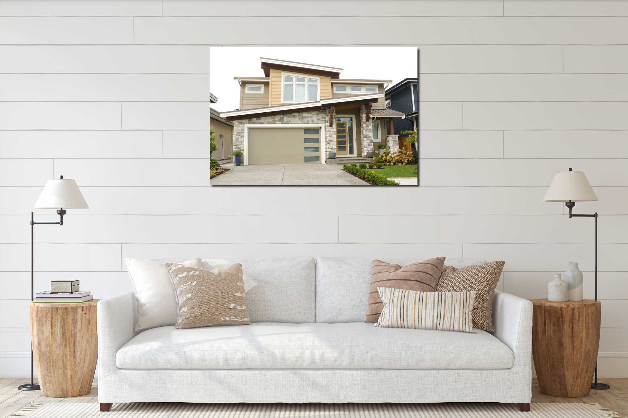 Canvas hanging interior mockup