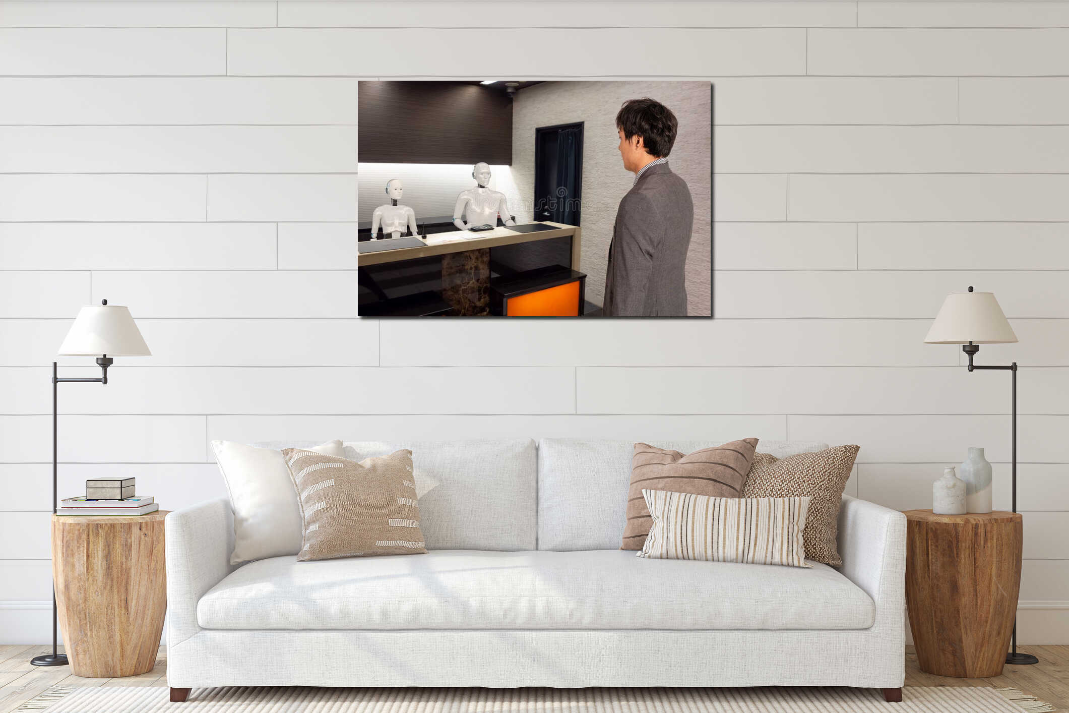 Canvas hanging interior mockup