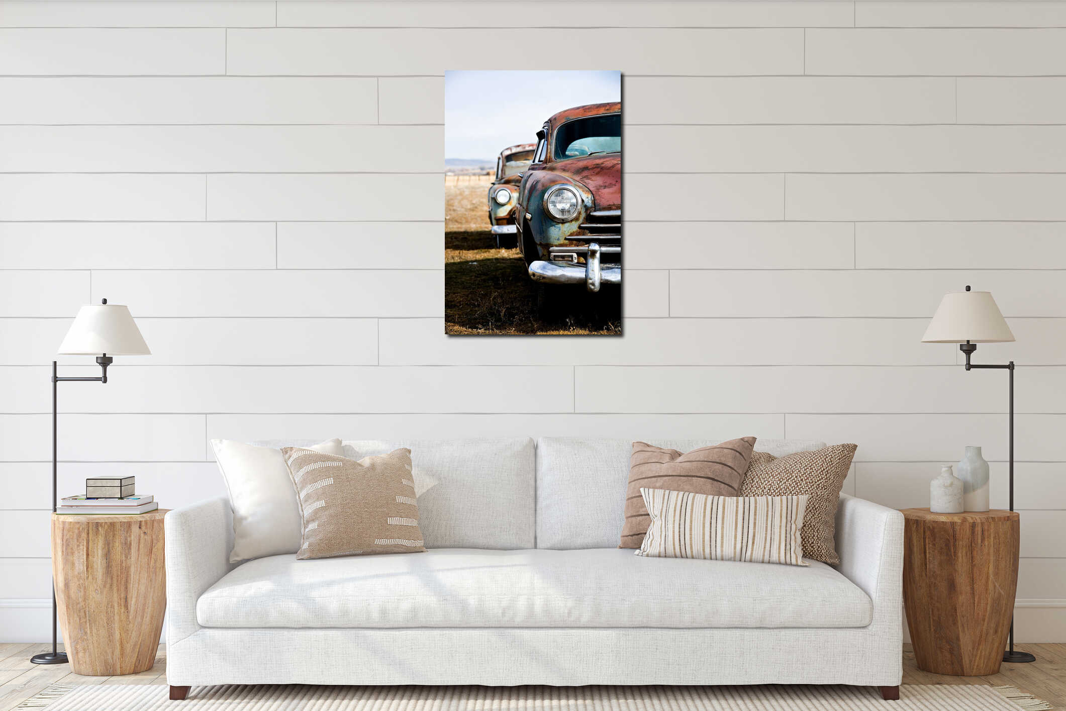 Canvas hanging interior mockup