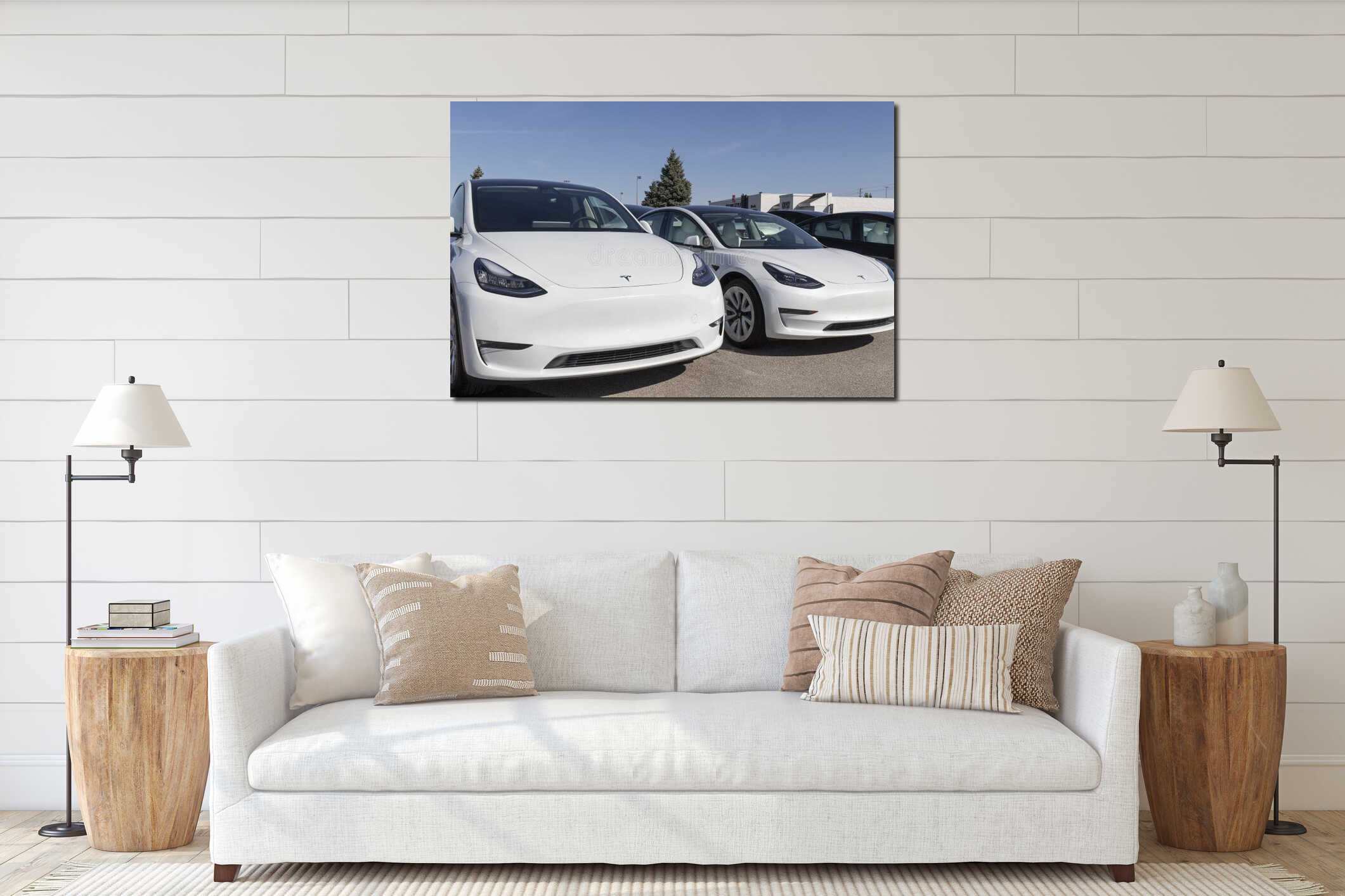 Canvas hanging interior mockup