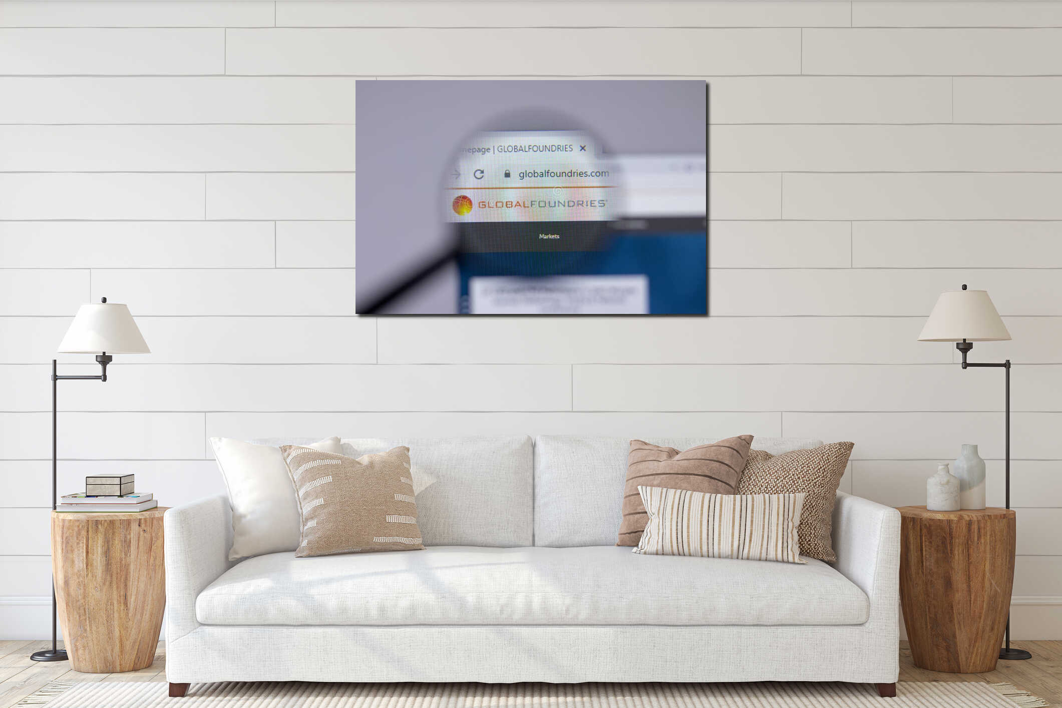 Canvas hanging interior mockup