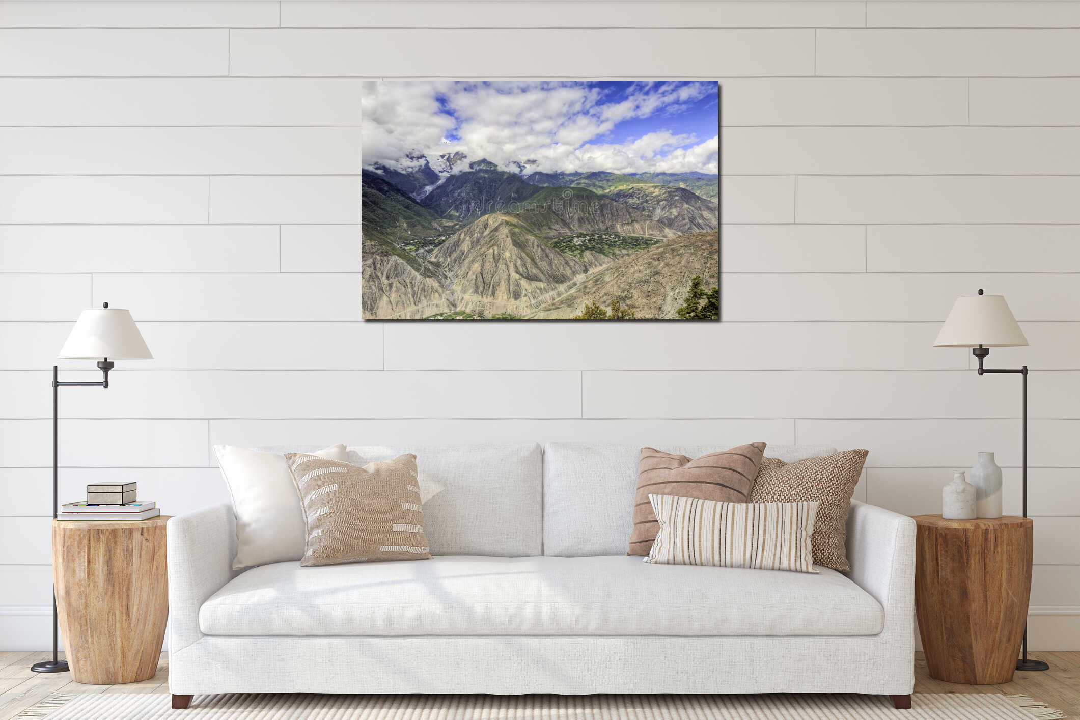 Canvas hanging interior mockup