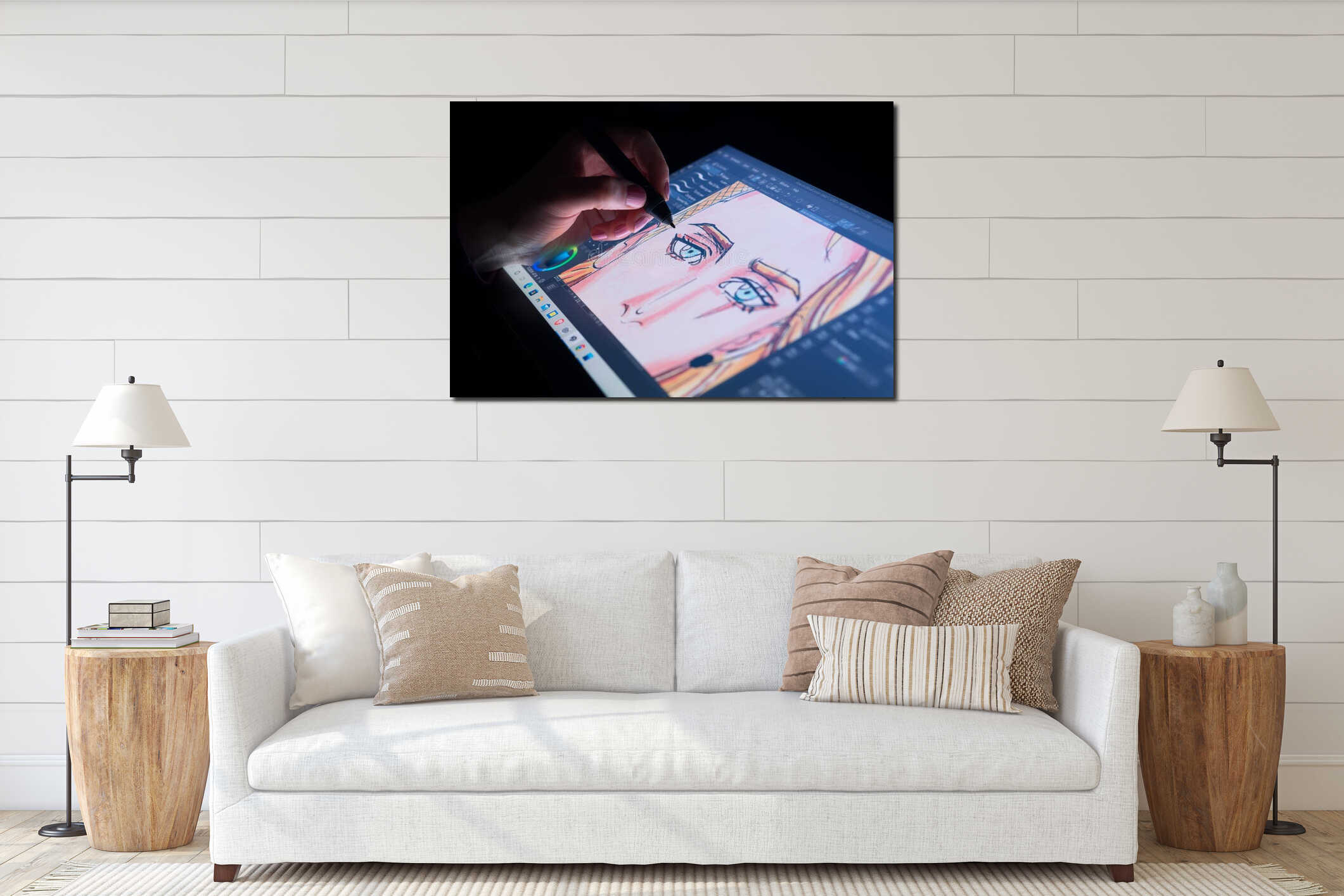 Canvas hanging interior mockup