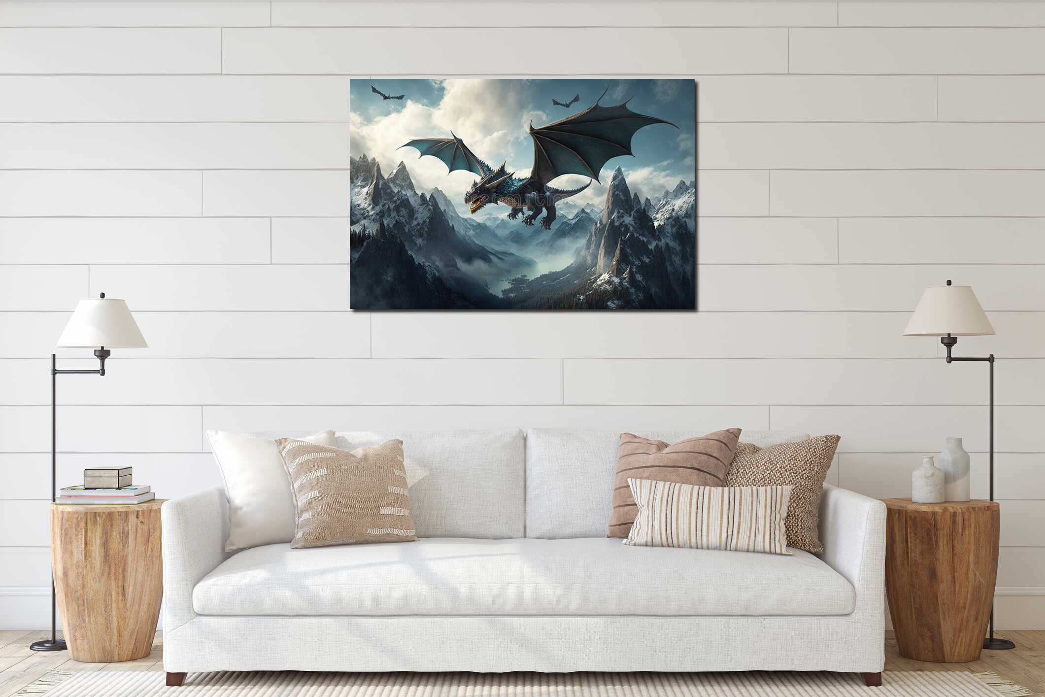 Canvas hanging interior mockup