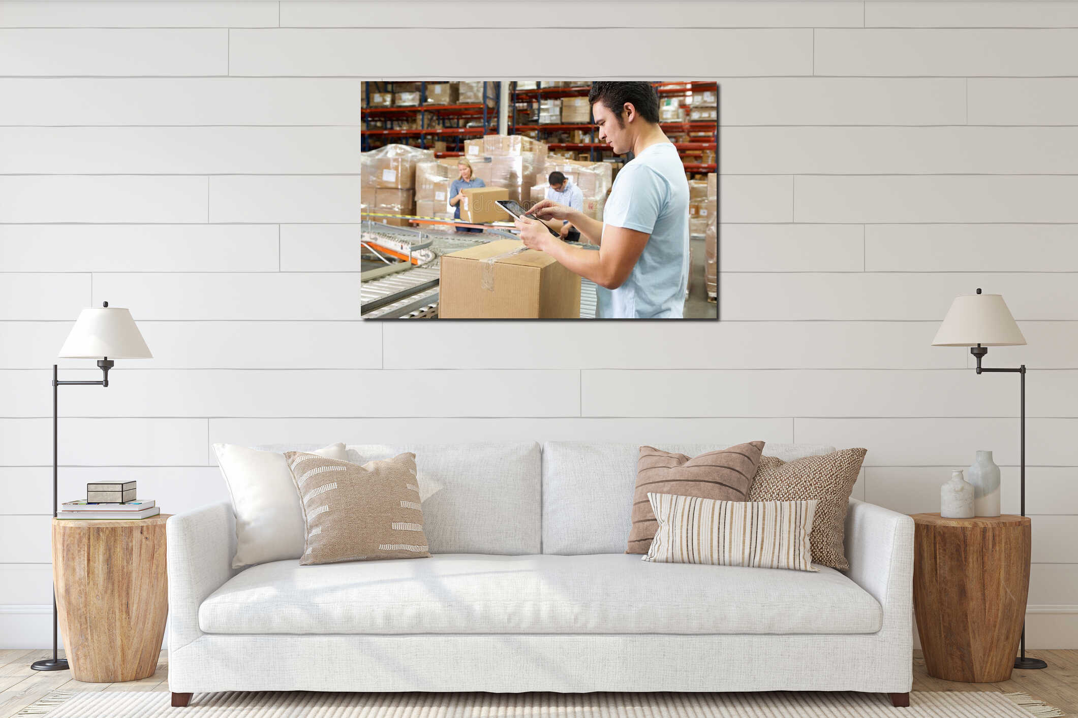 Canvas hanging interior mockup