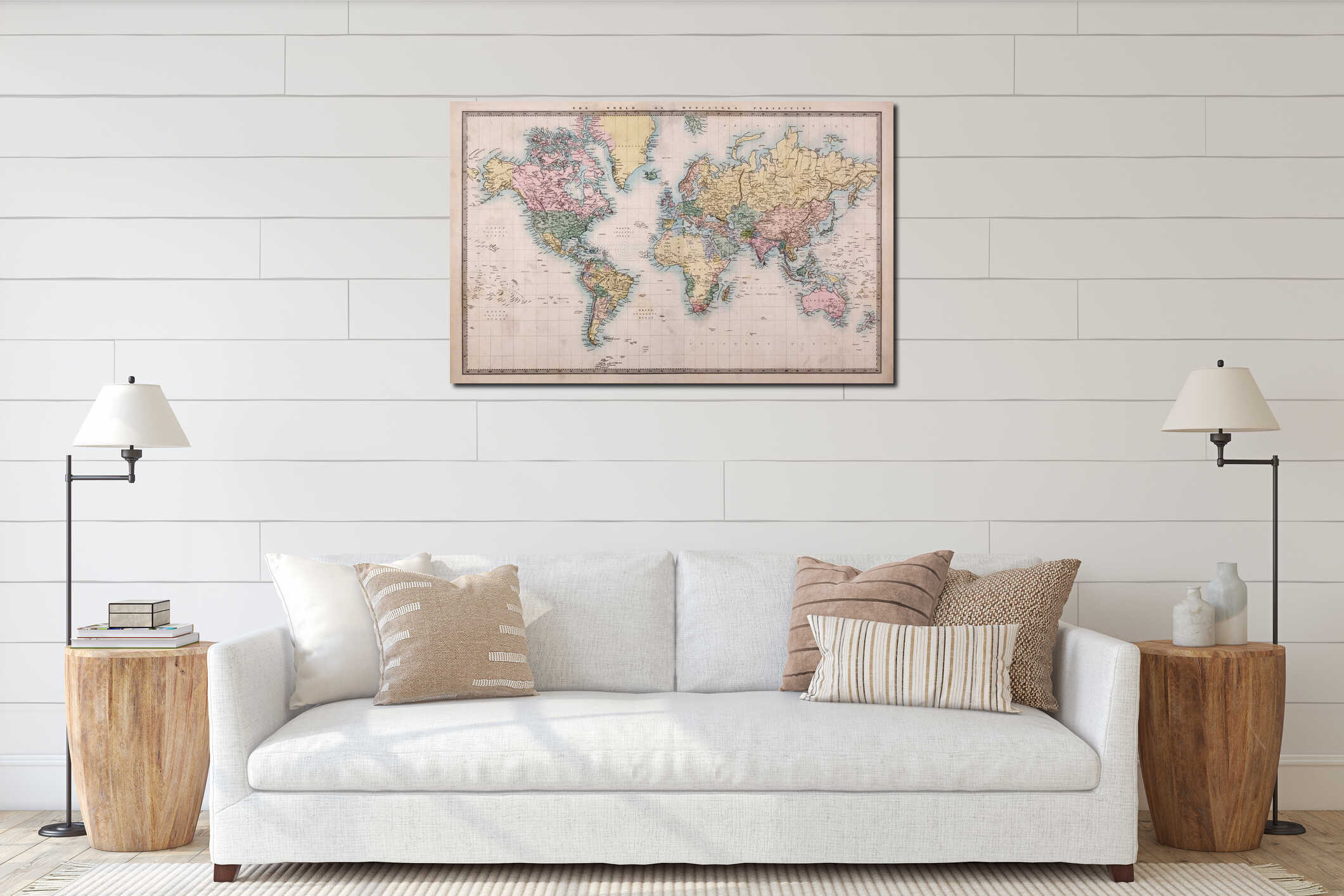 Canvas hanging interior mockup