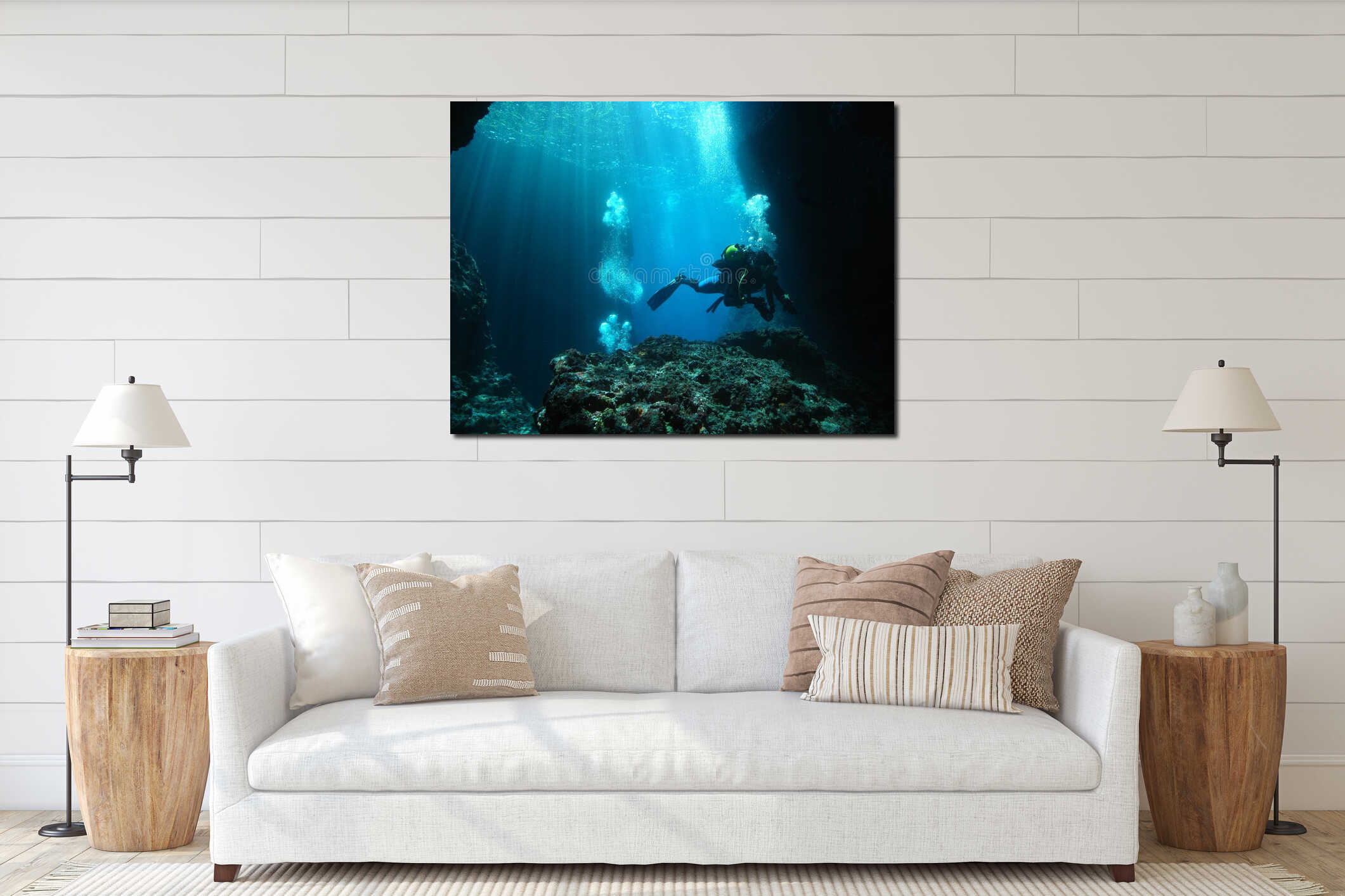 Canvas hanging interior mockup