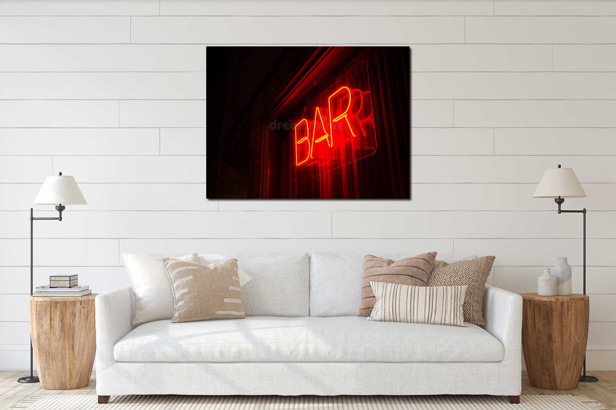 Canvas hanging interior mockup