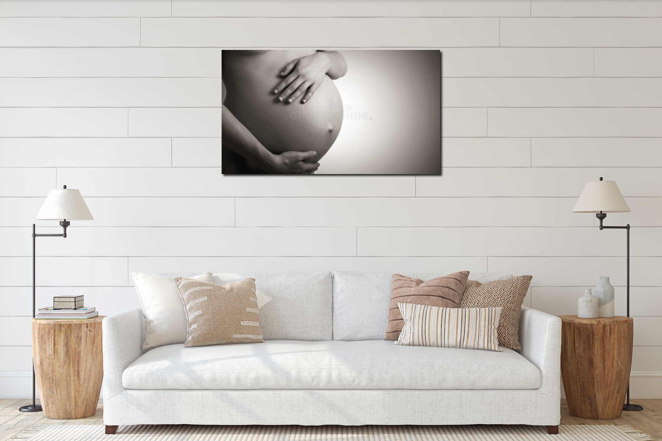 Canvas hanging interior mockup