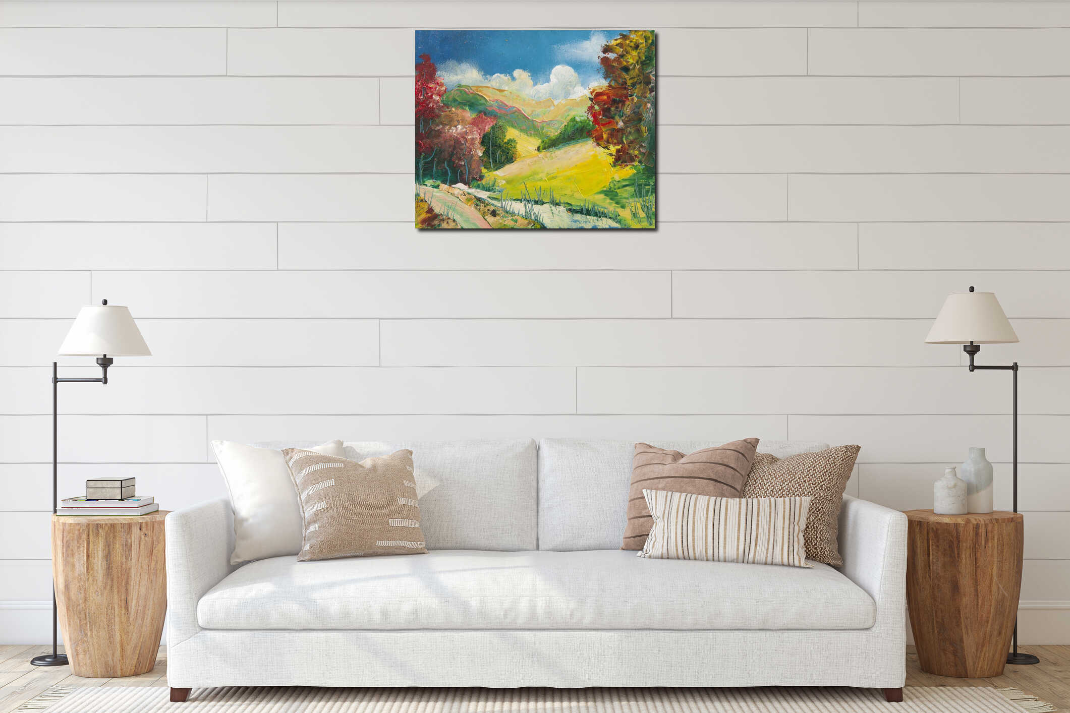 Canvas hanging interior mockup