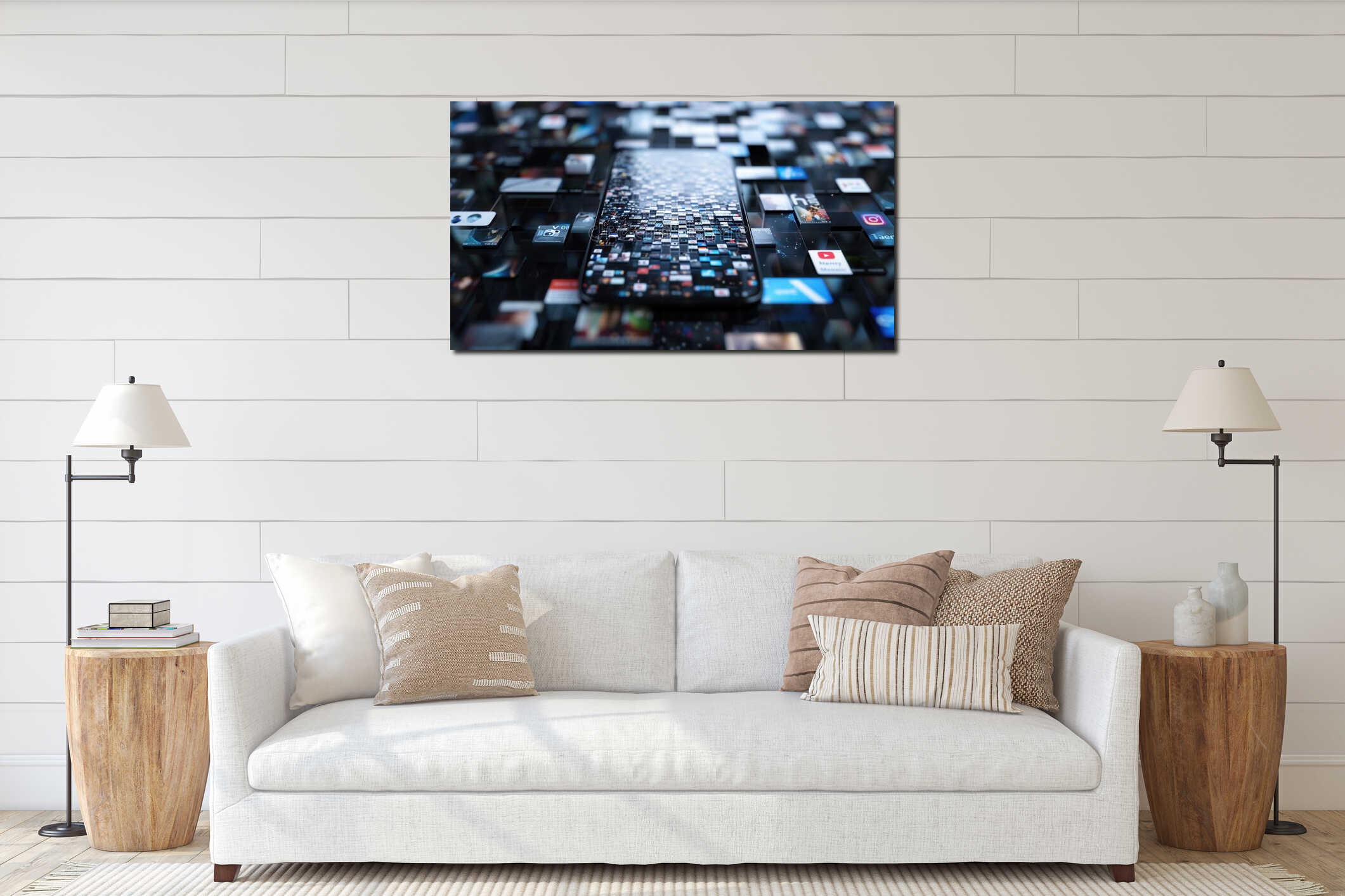 Canvas hanging interior mockup