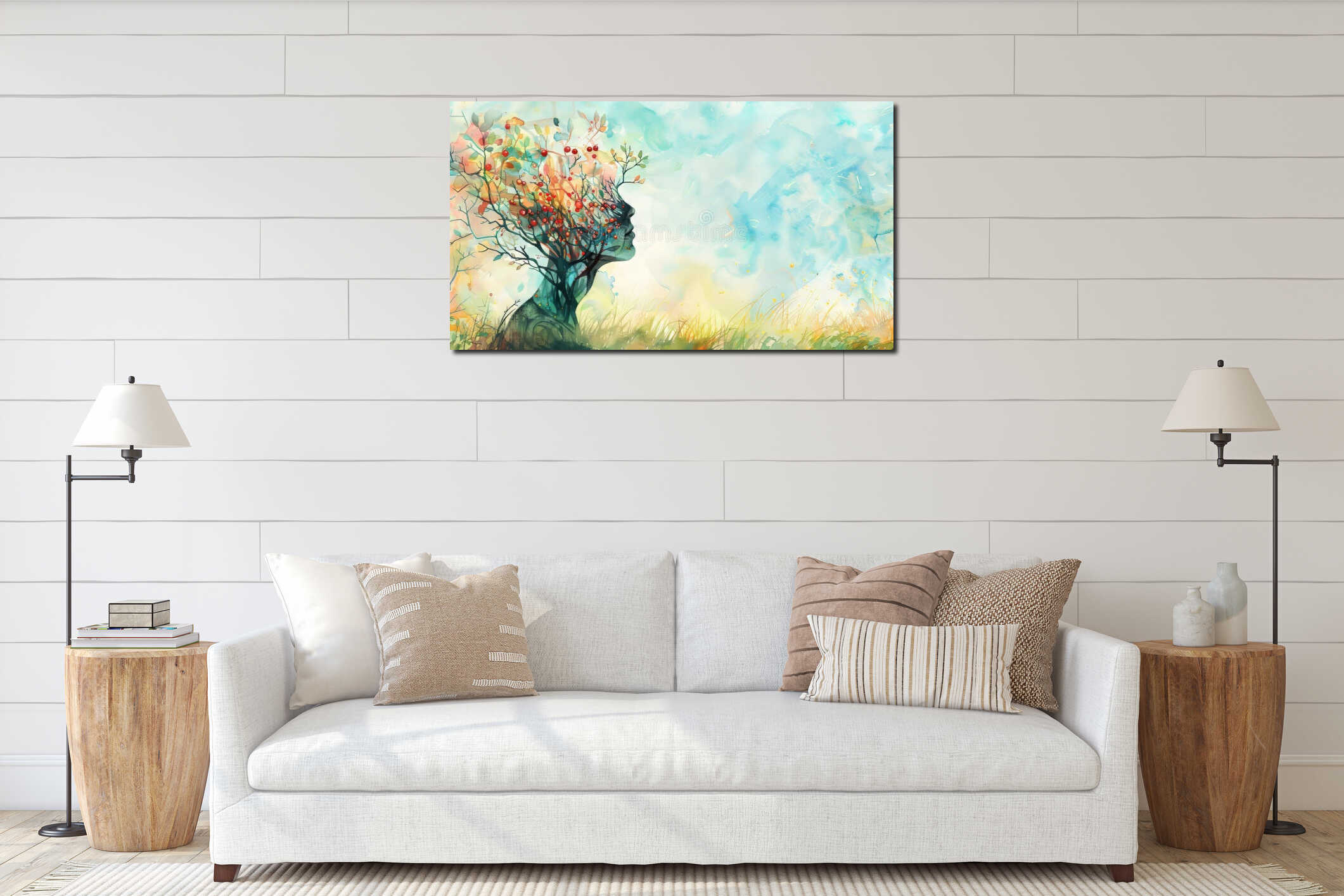 Canvas hanging interior mockup