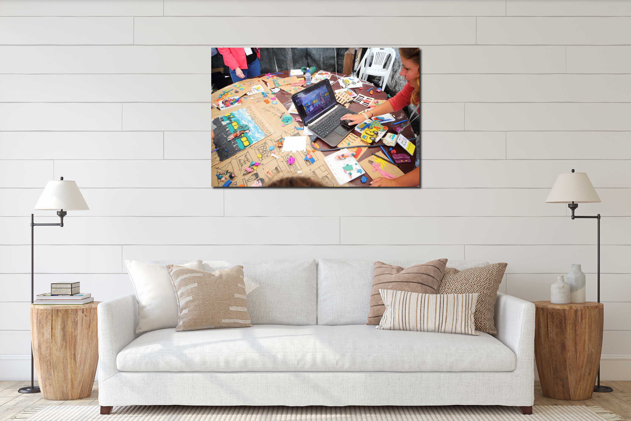 Canvas hanging interior mockup