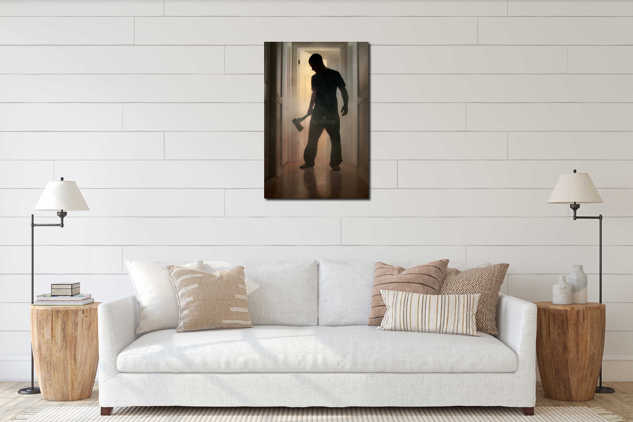 Canvas hanging interior mockup