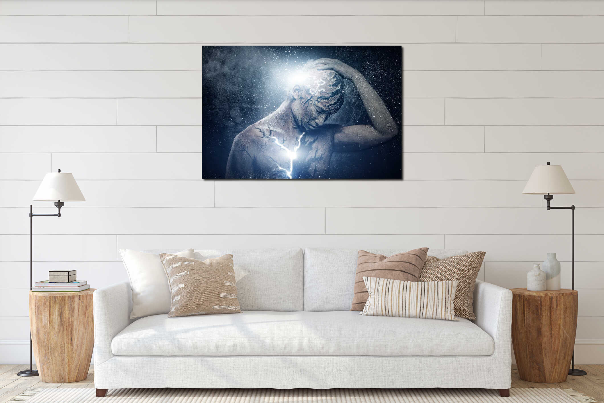 Canvas hanging interior mockup