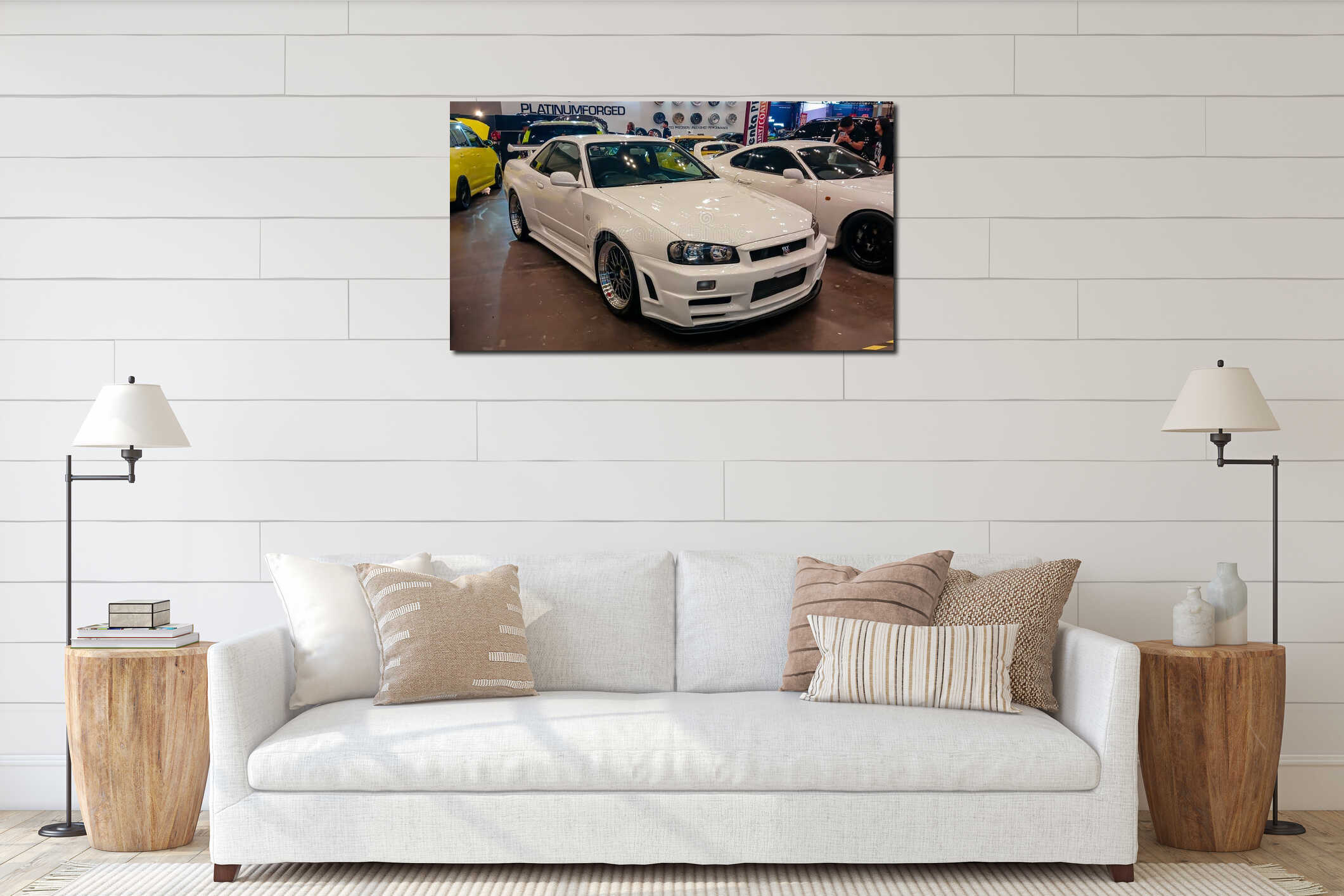 Canvas hanging interior mockup