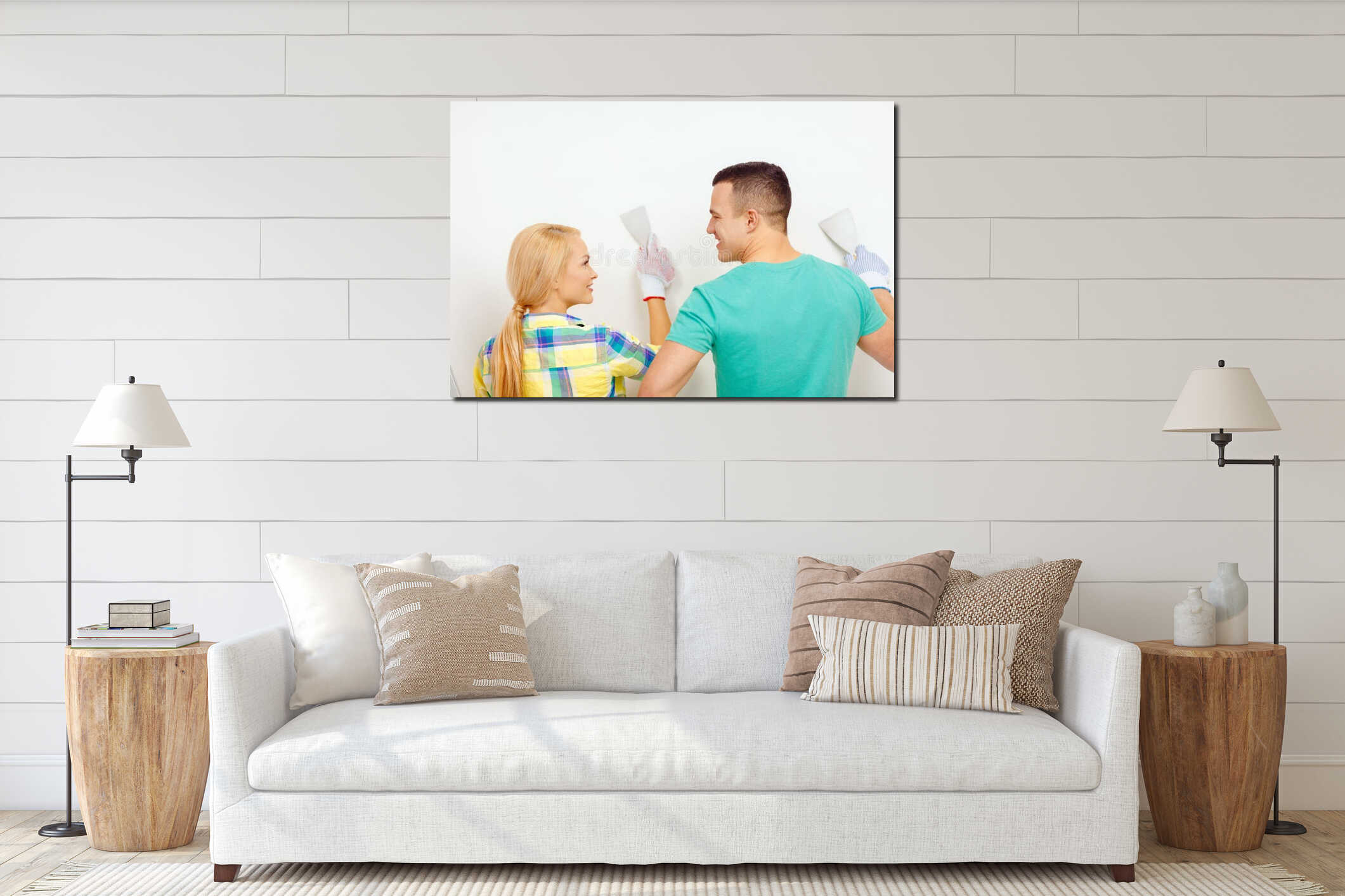Canvas hanging interior mockup
