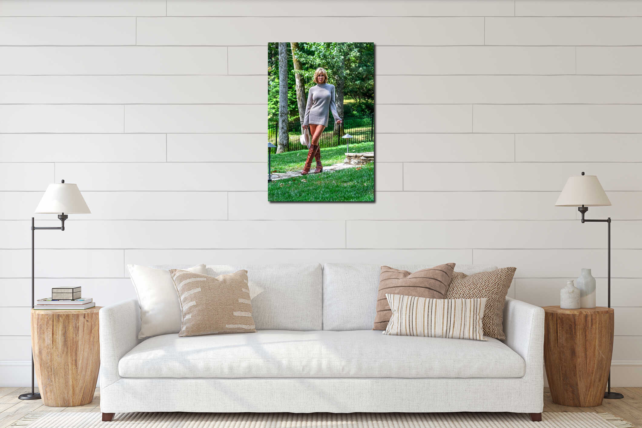 Canvas hanging interior mockup