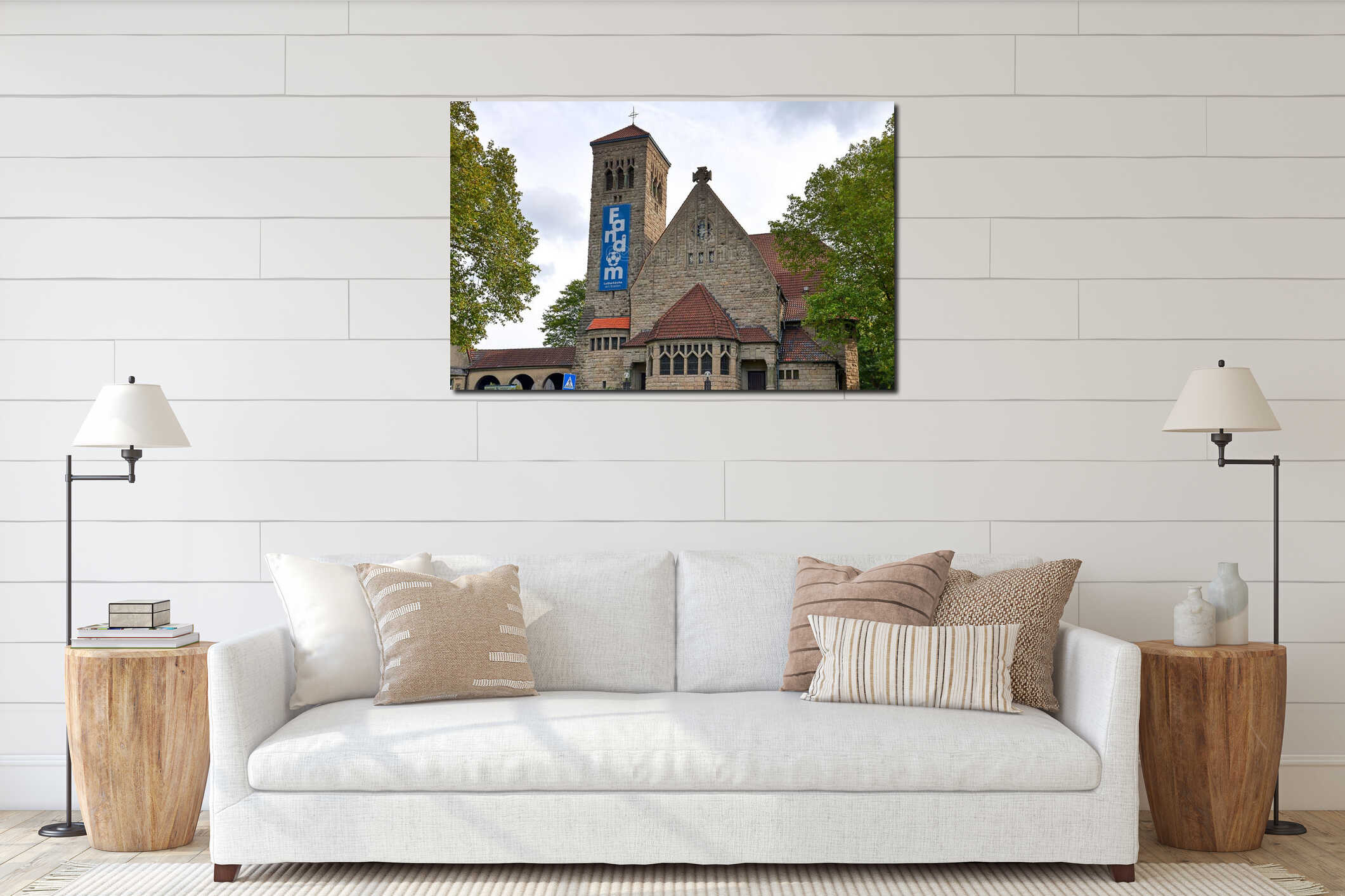Canvas hanging interior mockup